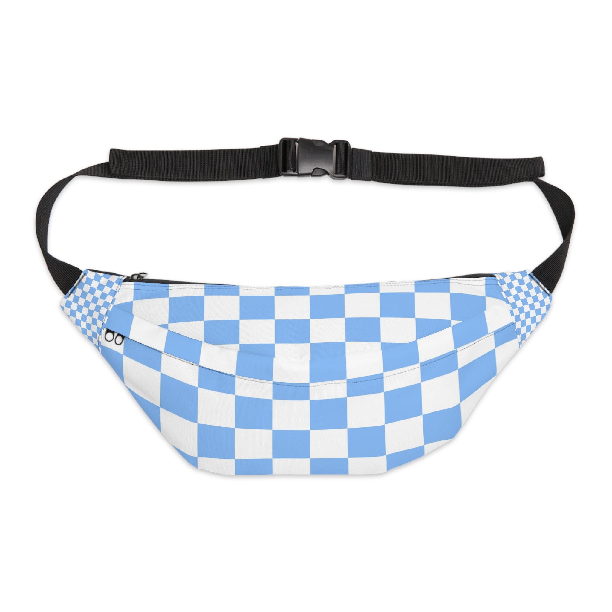 Checkerboard White and Light Blue Large Fanny Pack, Artsulli - Art is Long, Life is Short, Bags, Size, 8" × 9" × 4'', , , , , 19091861168571402935