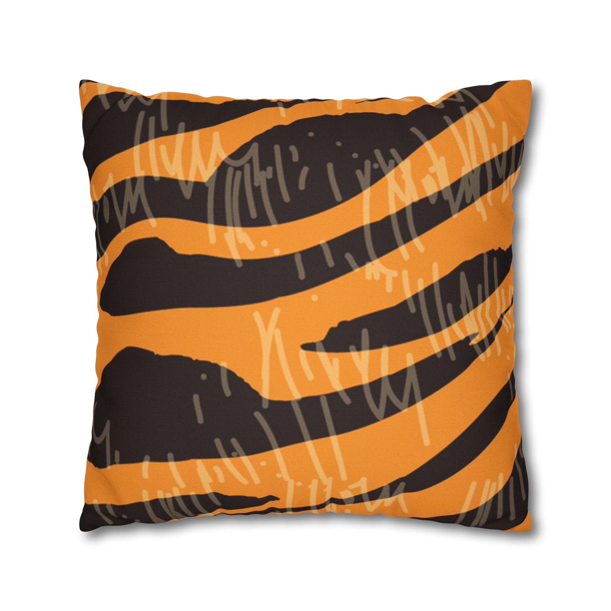 Tiger Scratches Orange & Black Spun Polyester Square Pillowcase, Artsulli - Art is Long, Life is Short, Home Decor, , , , , , , 