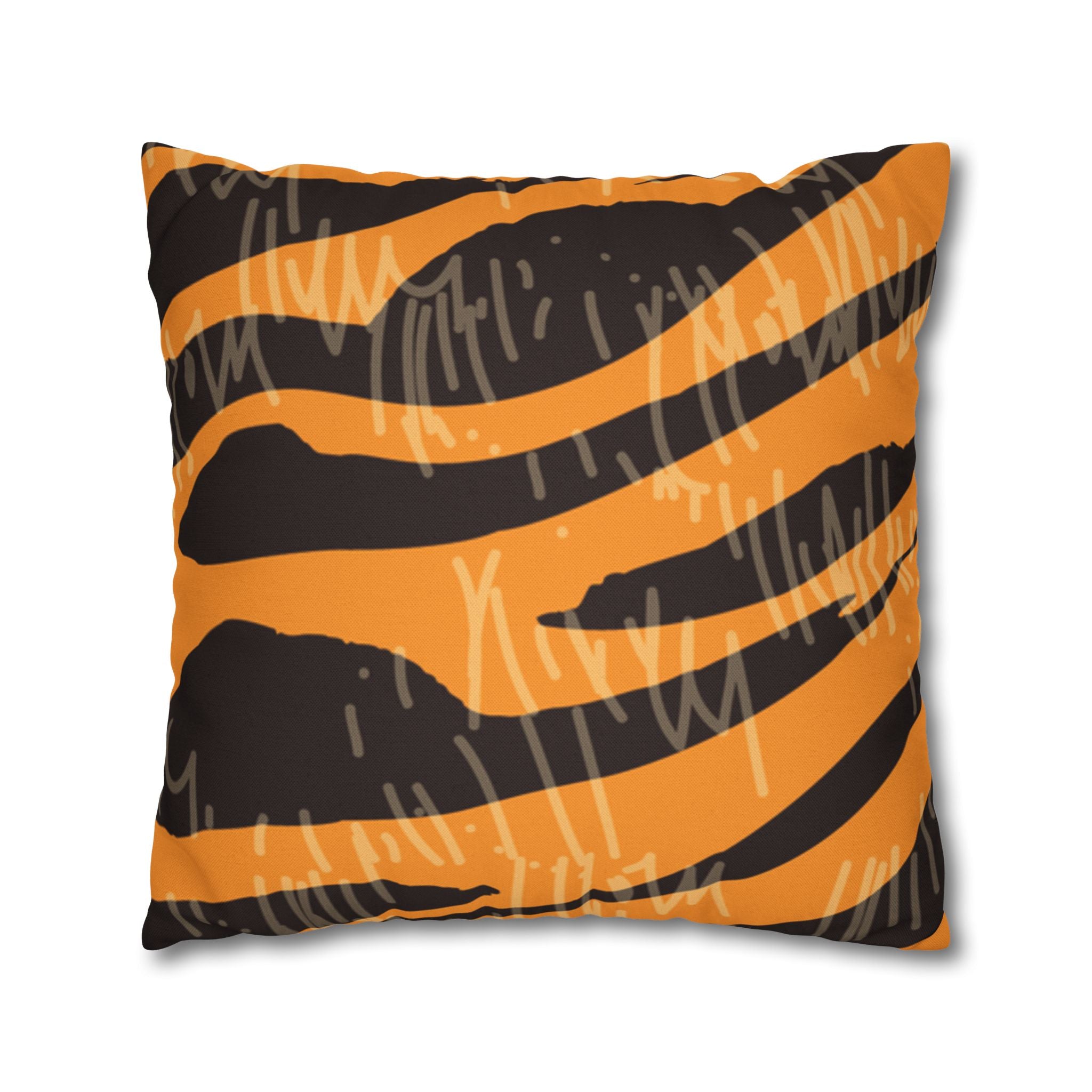 Tiger Scratches Orange & Black Spun Polyester Square Pillowcase, Artsulli - Art is Long, Life is Short, Home Decor, , , , , , , 