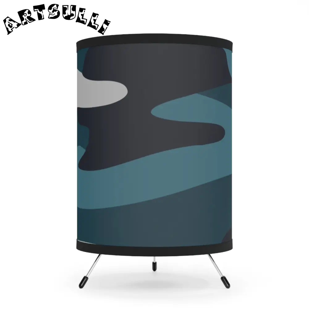 JAKKOUTTHEBXX Blue Camouflage Tripod Lamp with High-Res Printed