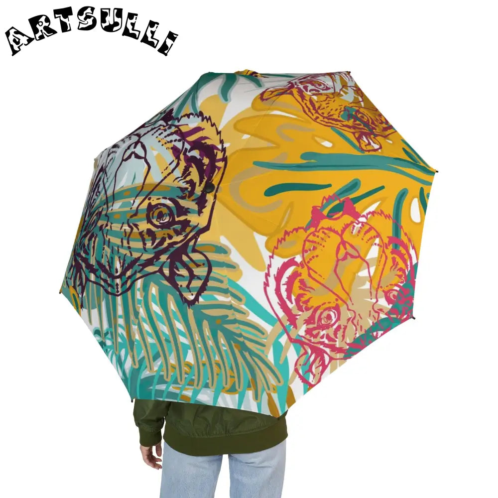 JAKKOUTTHEBXX Tropical Jungle Tigers Brown and Green Semi-Automatic