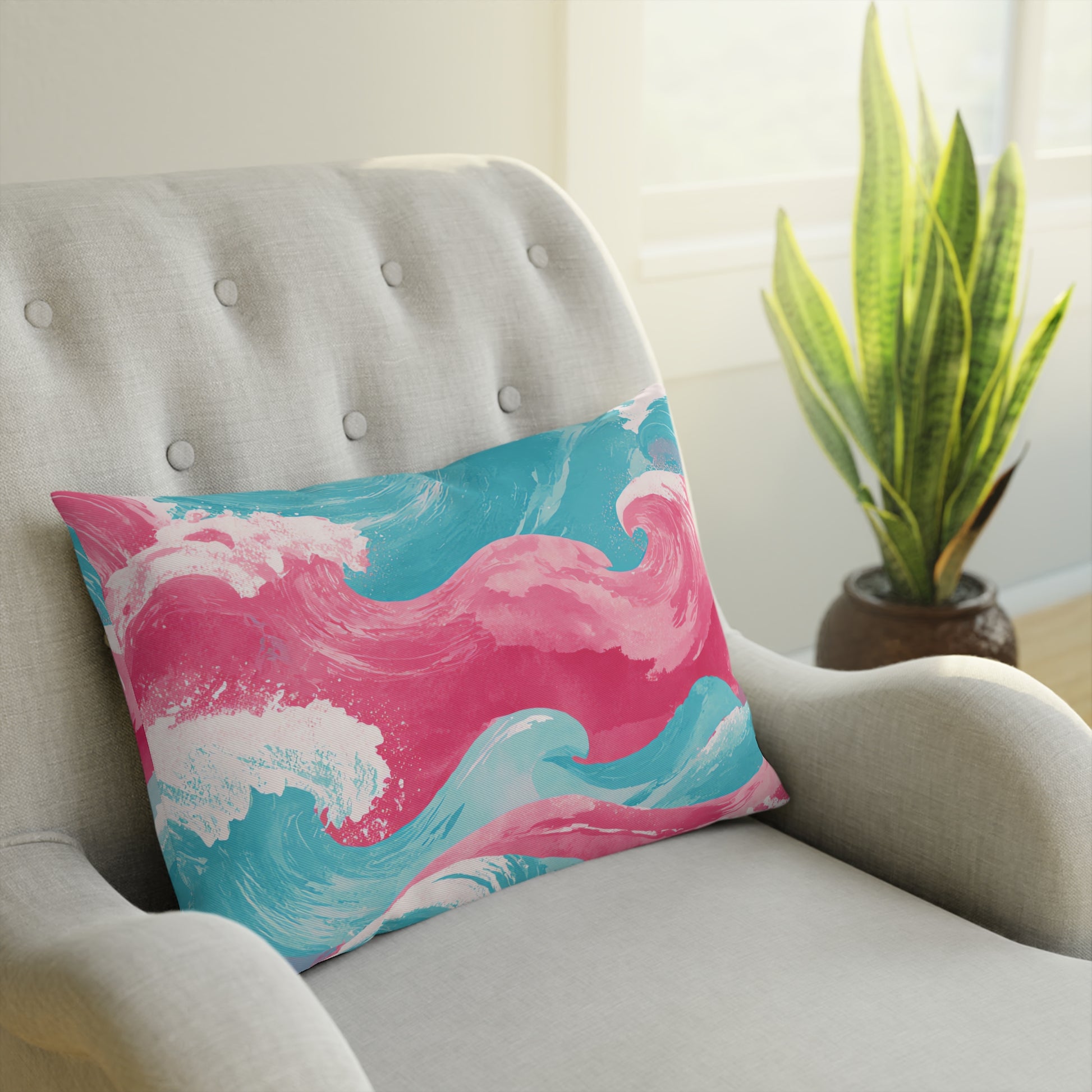 The Great Pastelwave Pink and Blue Cushion, Artsulli - Art is Long, Life is Short, Home Decor, , , , , , , 
