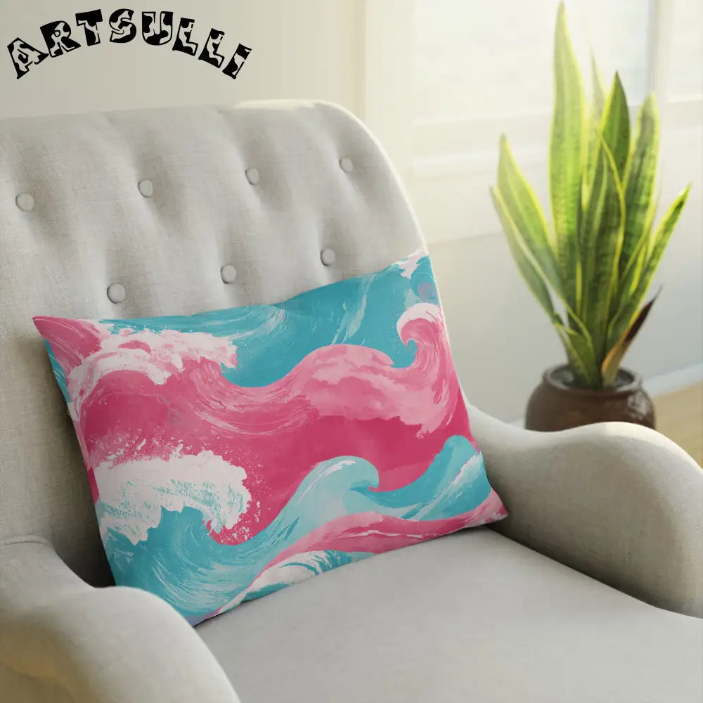 JAKKOUTTHEBXX The Great Pastelwave Pink and Blue Cushion