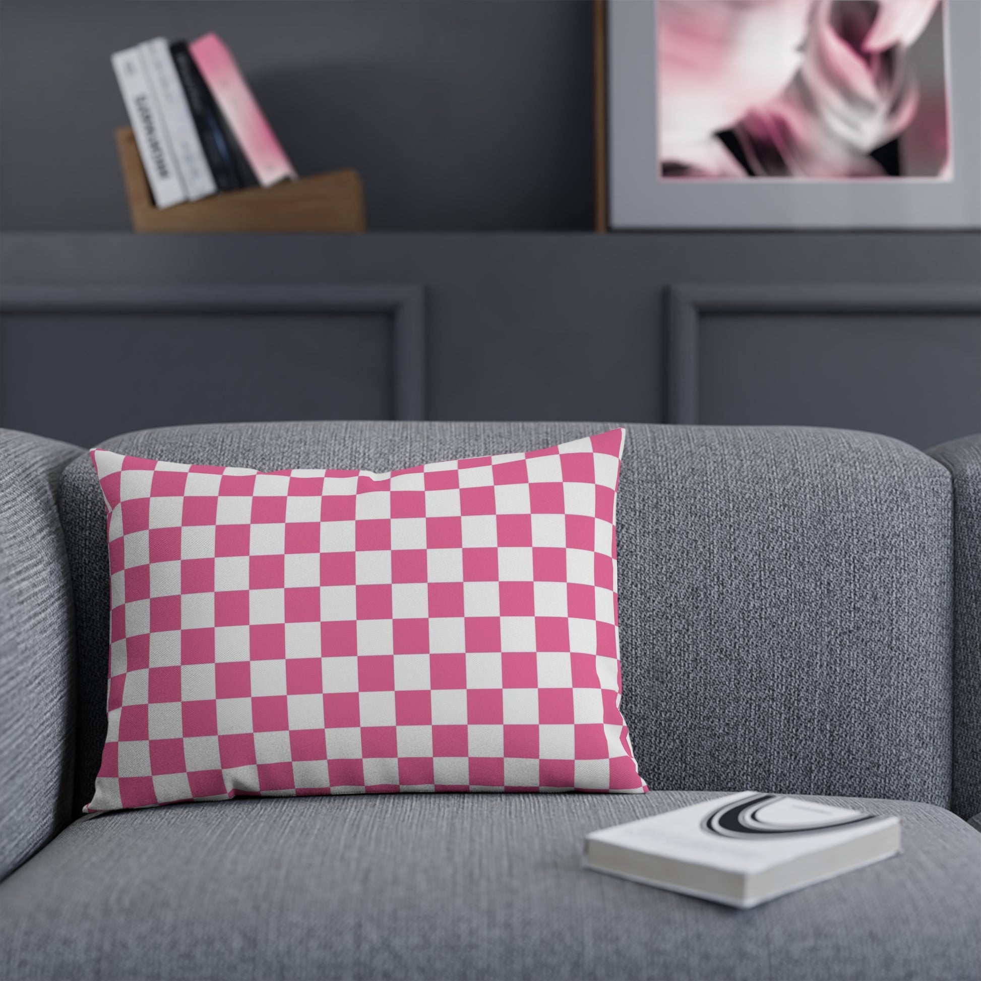 Yuyushiki Pink Check Cushion, Artsulli - Art is Long, Life is Short, Home Decor, , , , , , , 