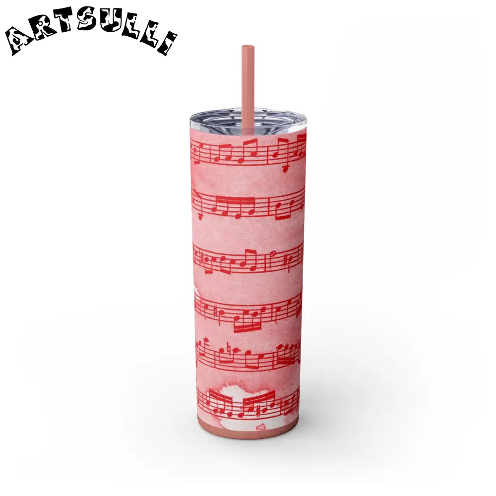 JAKKOUTTHEBXX Pink Musical Note Maars Skinny Tumbler 2025