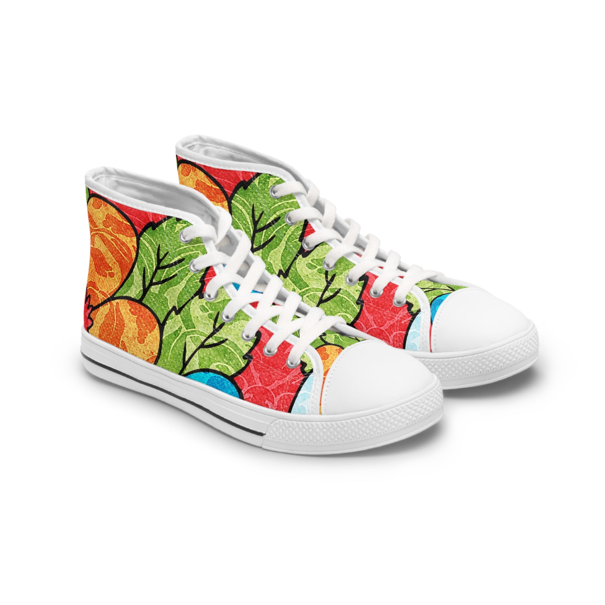 Groovy Red Floral Kl Women's High Top Sneakers, Artsulli - Art is Long, Life is Short, Shoes, Size, US 5.5, Color, White sole, , , 69784278259182205301