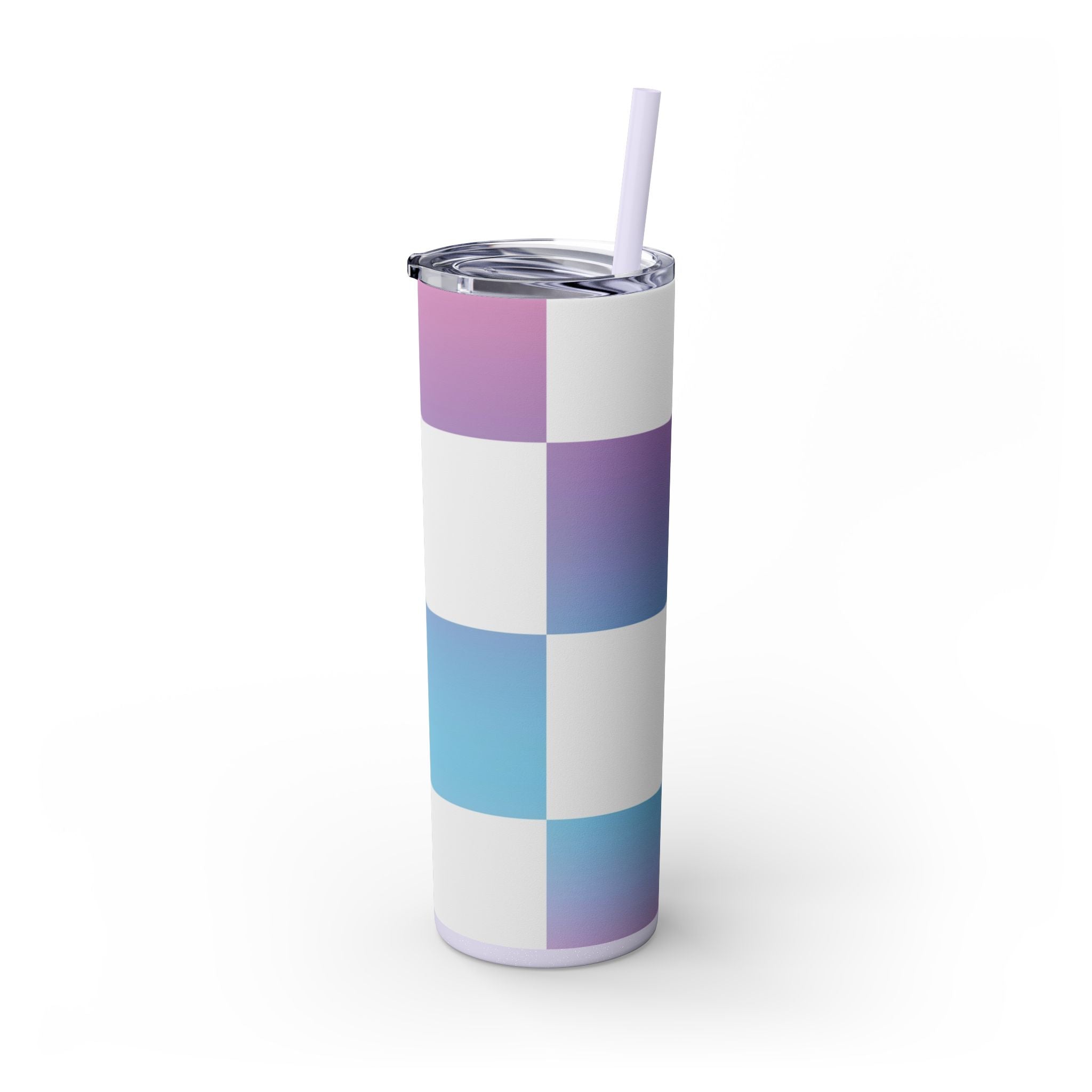 Vaporwave Check Skinny Tumbler with Straw, 20oz, Artsulli - Art is Long, Life is Short, Mug, , , , , , , 