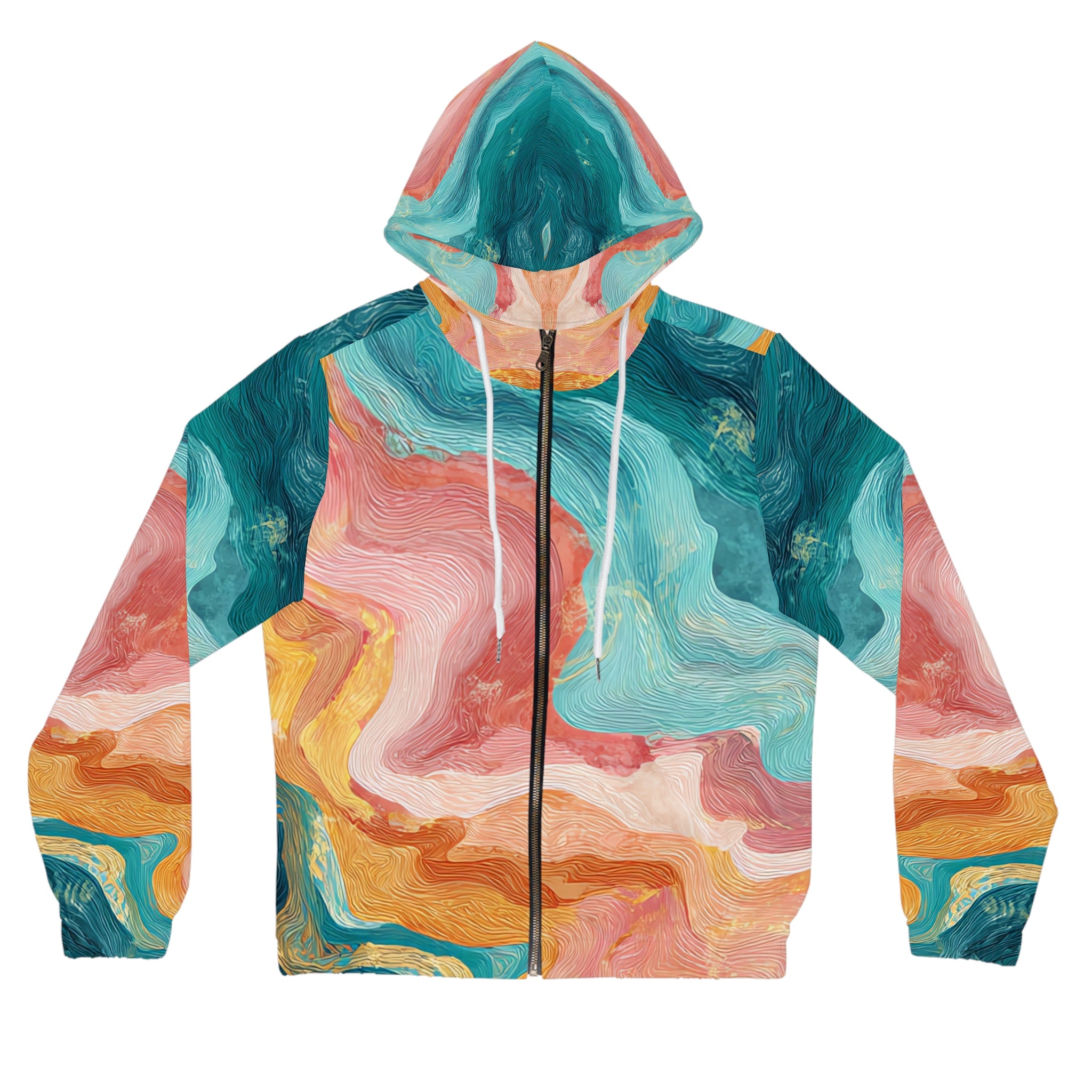 Liquid Marble Spill Women’s Full-Zip Hoodie (AOP), Artsulli - Art is Long, Life is Short, All Over Prints, Size, XS, Color, White, , , 20404718081921694458