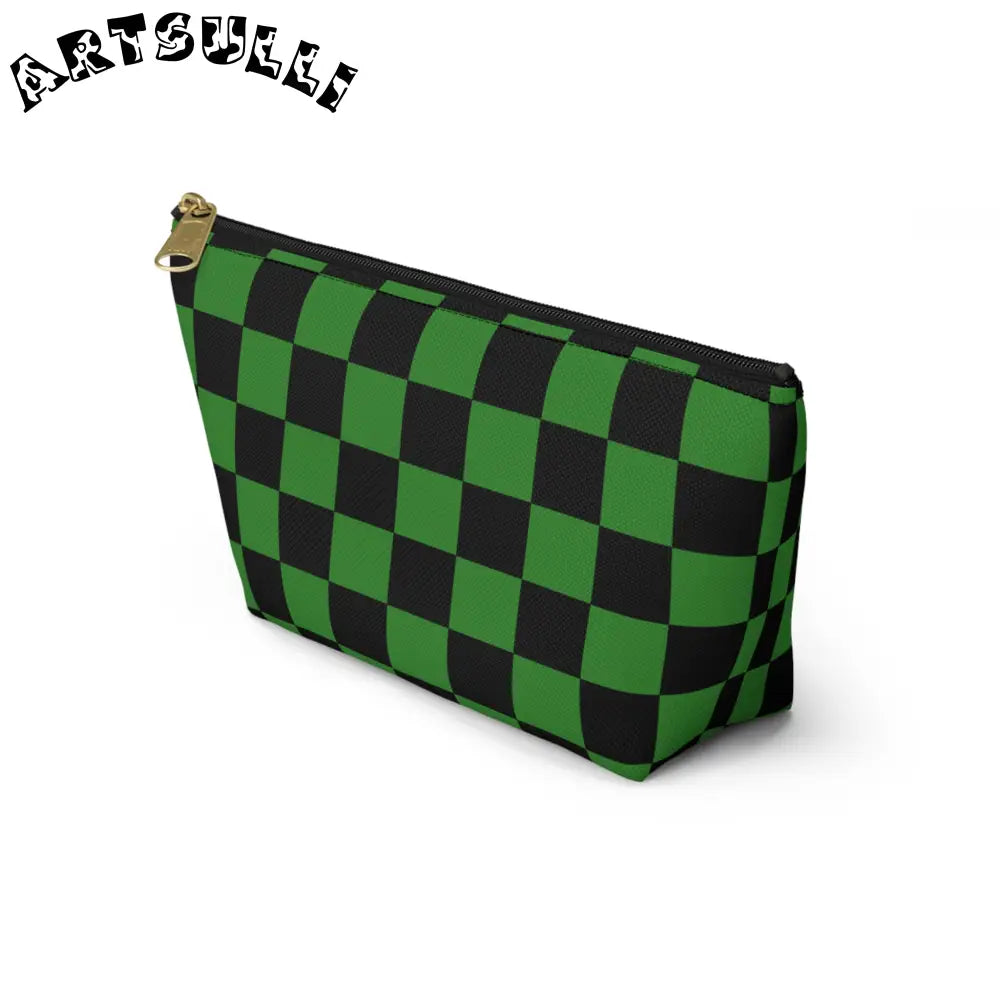 JAKKOUTTHEBXX Checkerboard Green and Black Accessory Pouch w