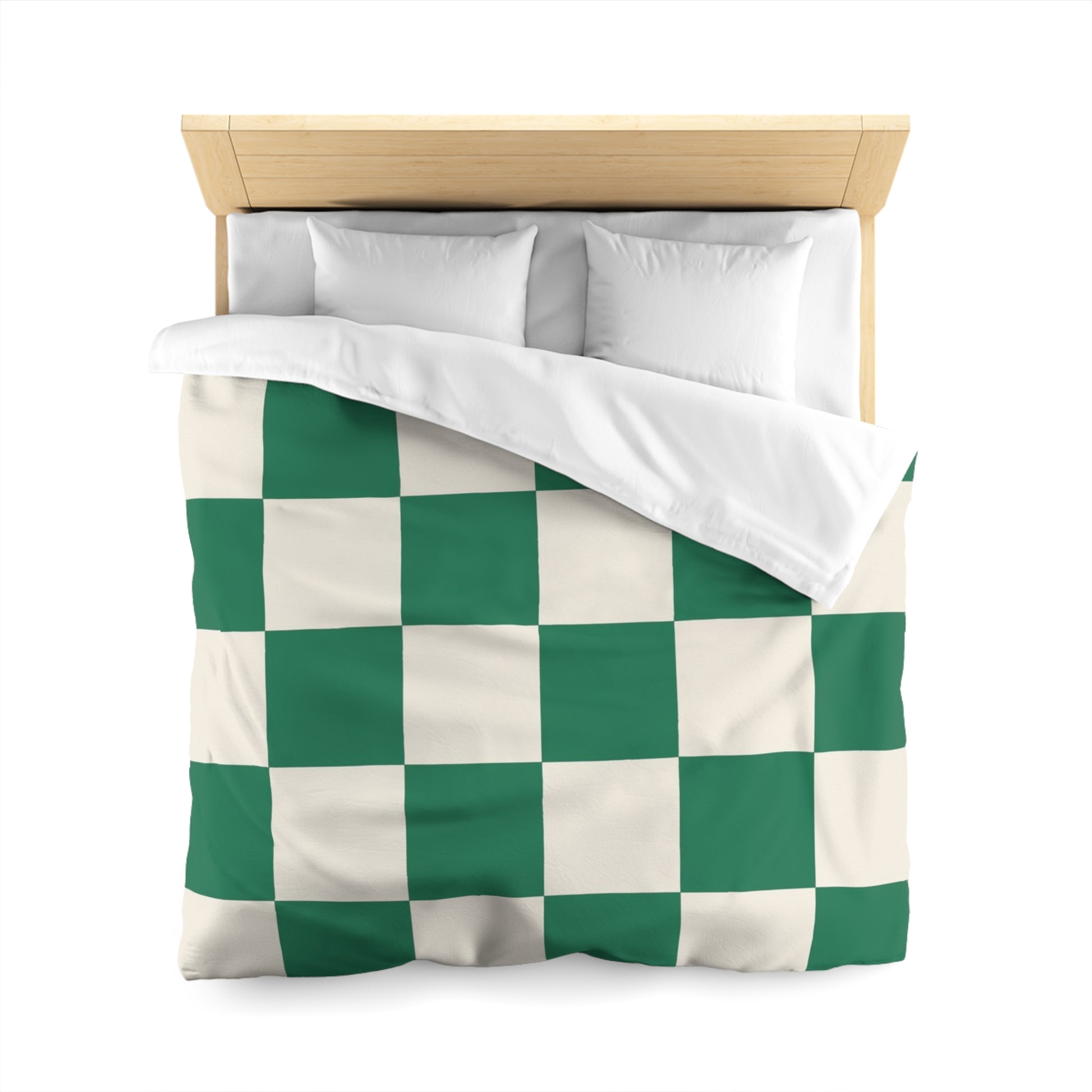 Checkerboard Dark Green Microfiber Duvet Cover, Artsulli - Art is Long, Life is Short, Home Decor, , , , , , , 