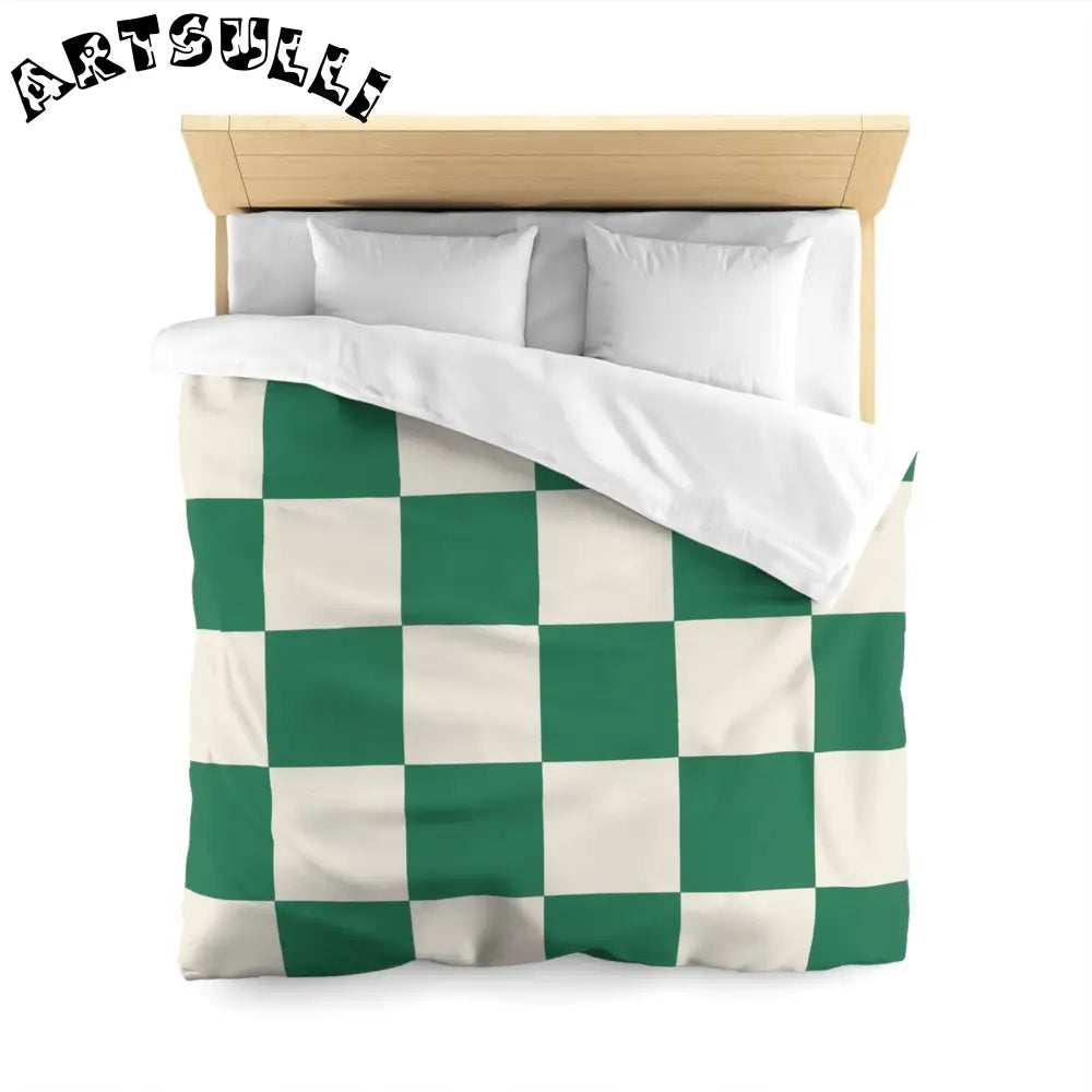JAKKOUTTHEBXX Checkerboard Dark Green Microfiber Duvet Cover