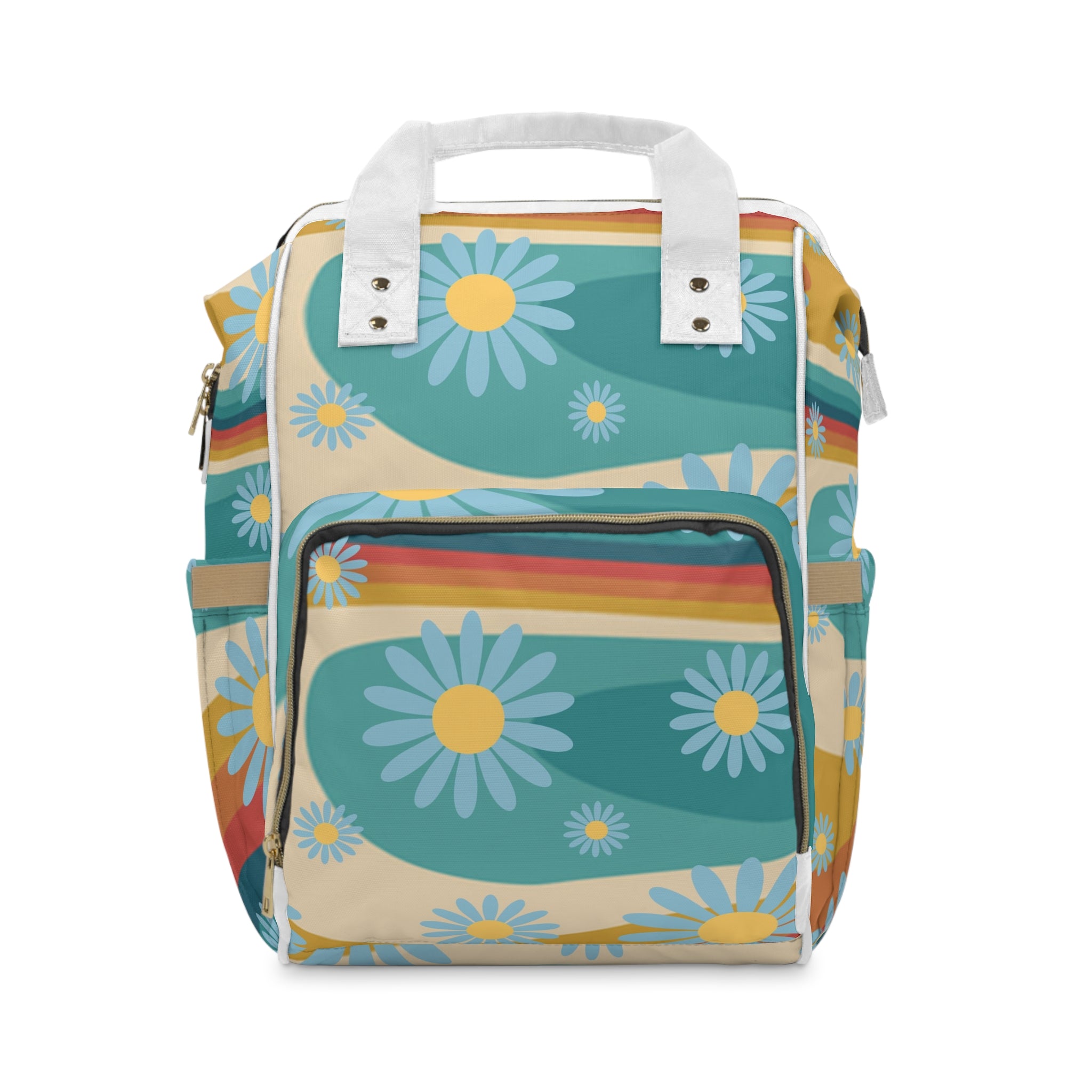 Psychedelic Floral Hills Multi-Color Multifunctional Diaper Backpack, Artsulli - Art is Long, Life is Short, Bags, Size, 15.0" × 10.8" × 6.7'', , , , , 83884827087014