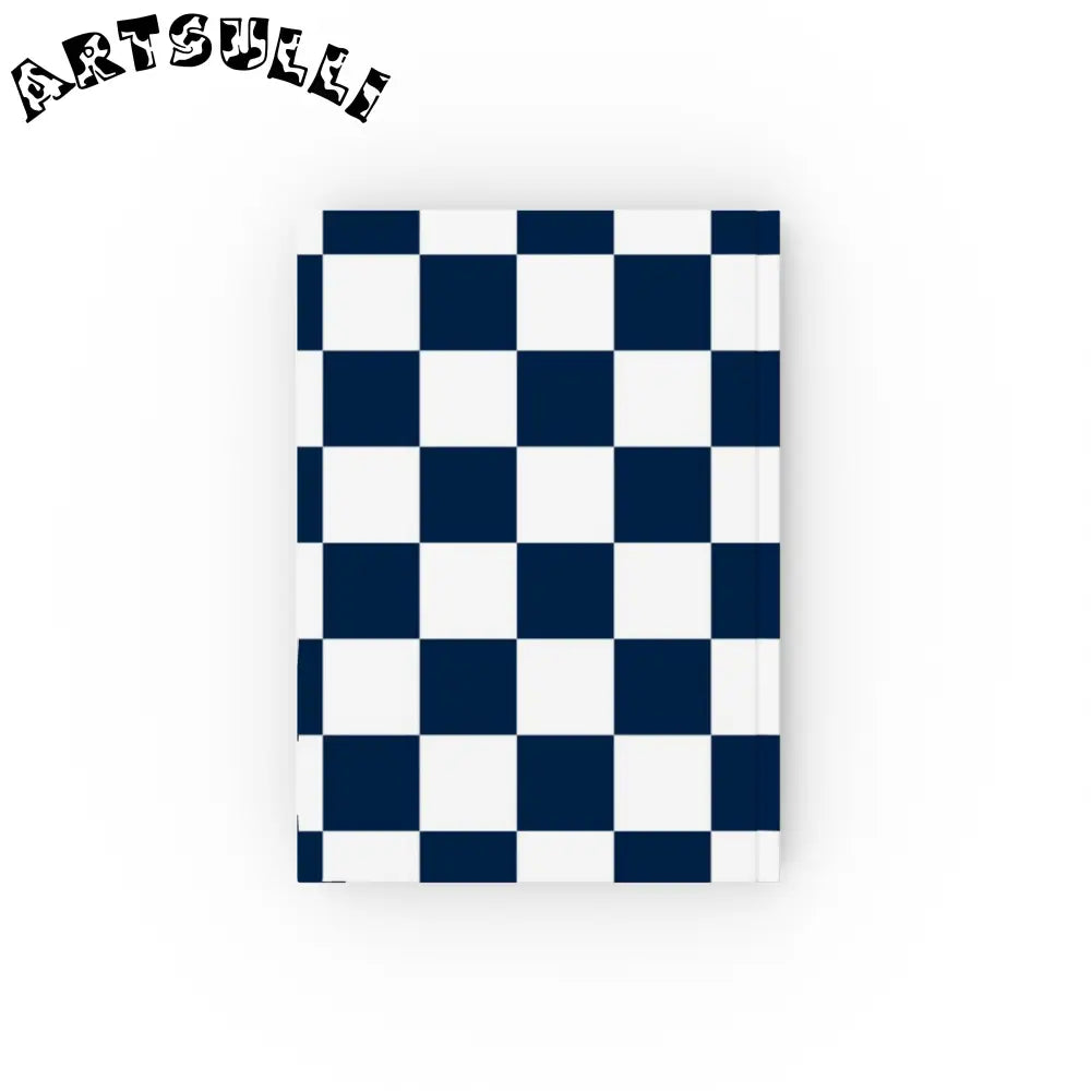 JAKKOUTTHEBXX Checkerboard White and Navy Blue Hard Backed Journal
