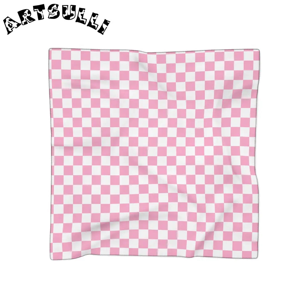 JAKKOUTTHEBXX Checkerboard II Hot Pink and White Poly Scarf