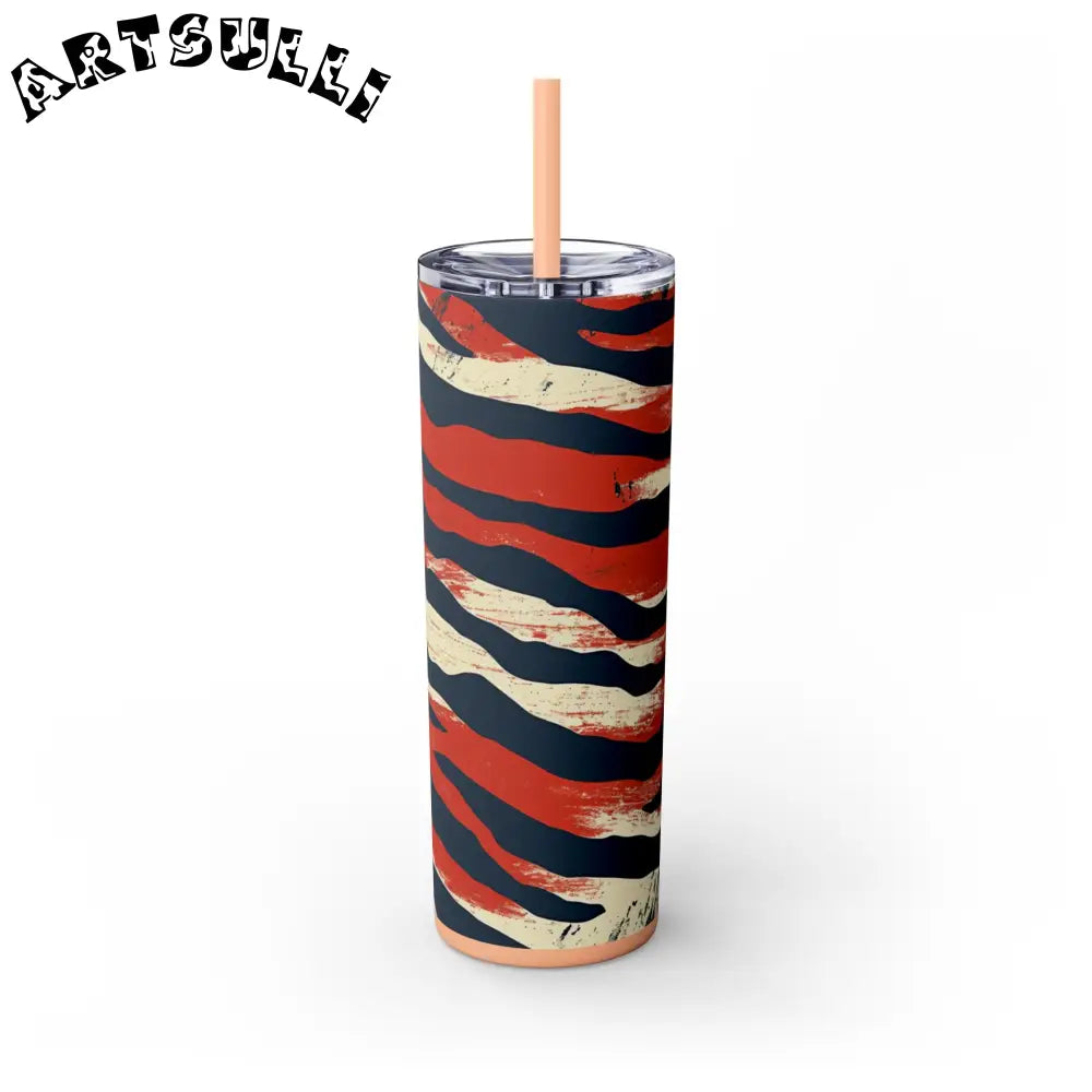 JAKKOUTTHEBXX Capricious Tiger Wave Skinny Tumbler with Straw 20oz