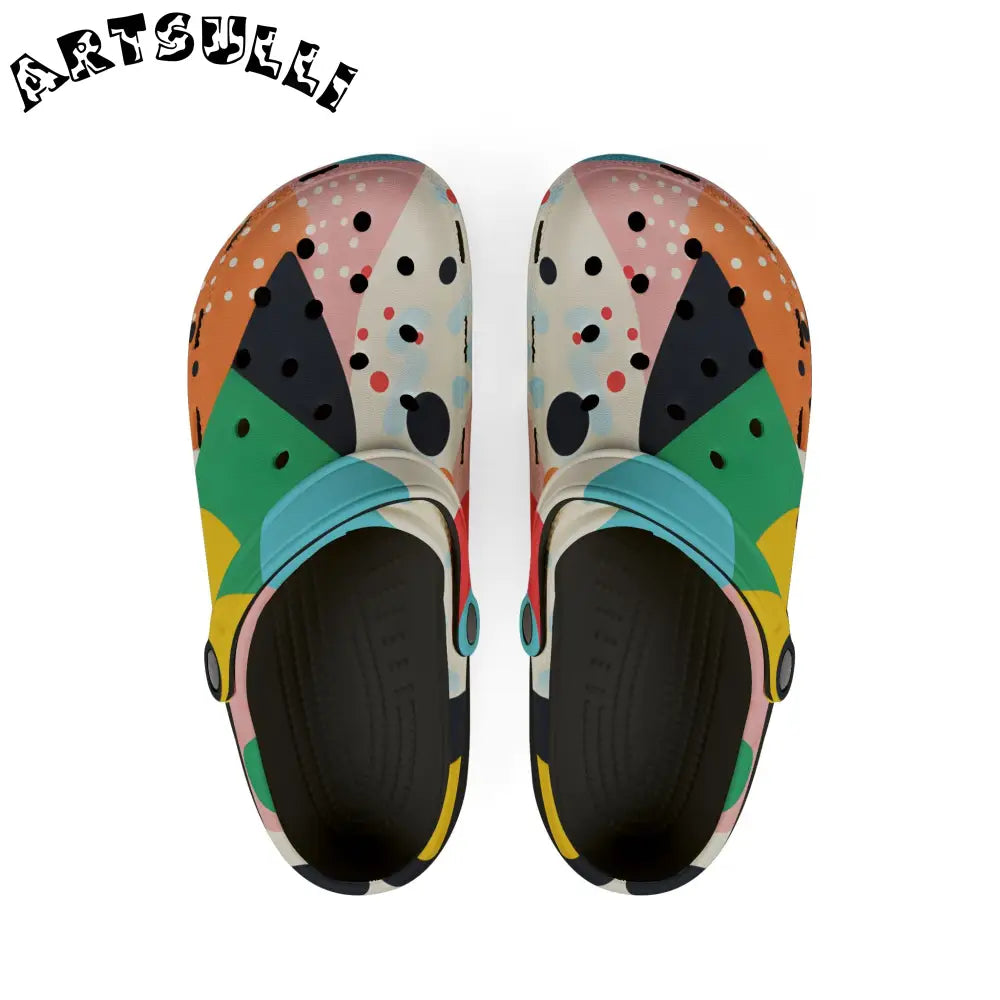 JAKKOUTTHEBXX Colorful Abstract Shapes EVA Foam Rubber Shoes (AOP)