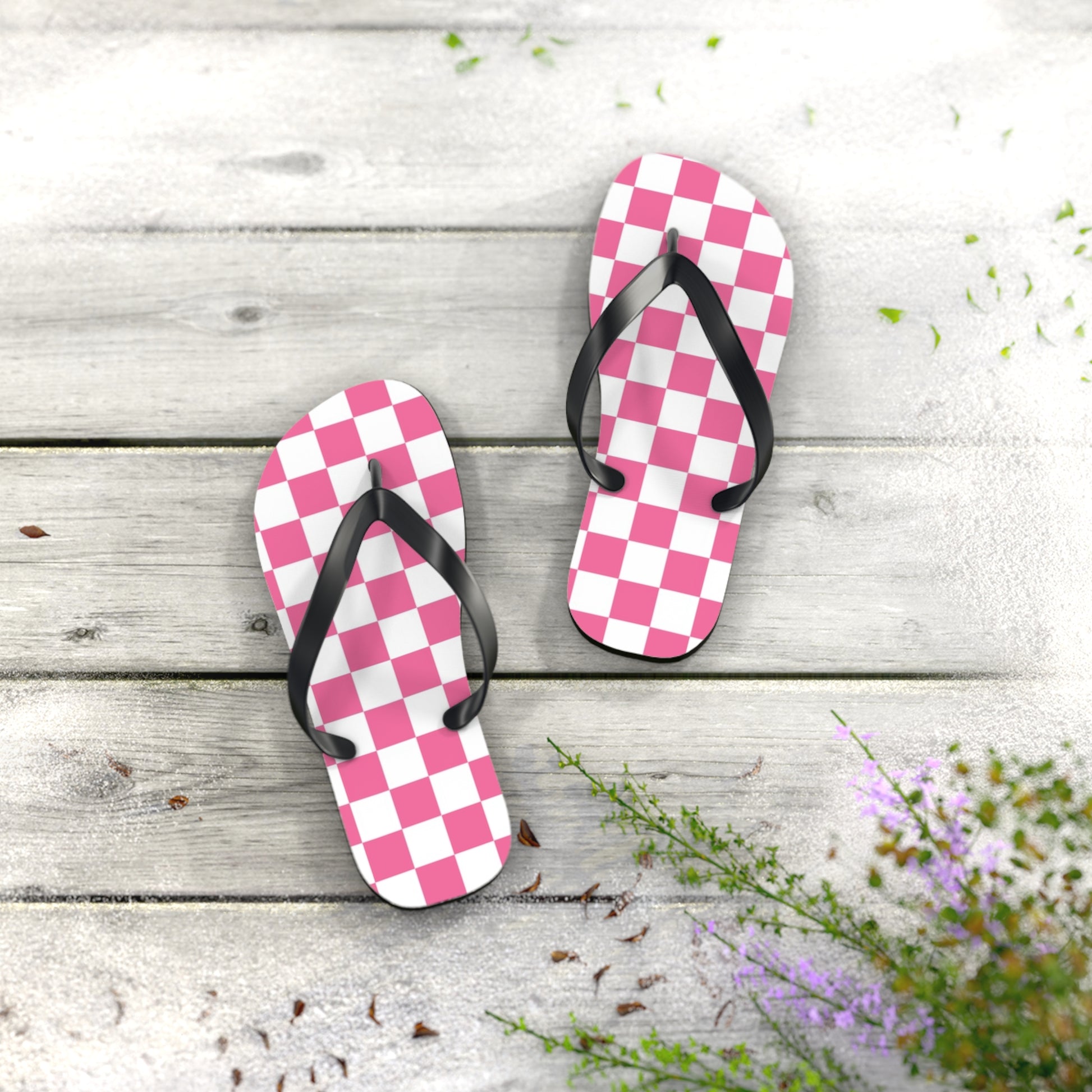 Yuyushiki Pink Check Flip Flops, Artsulli - Art is Long, Life is Short, Shoes, , , , , , , 
