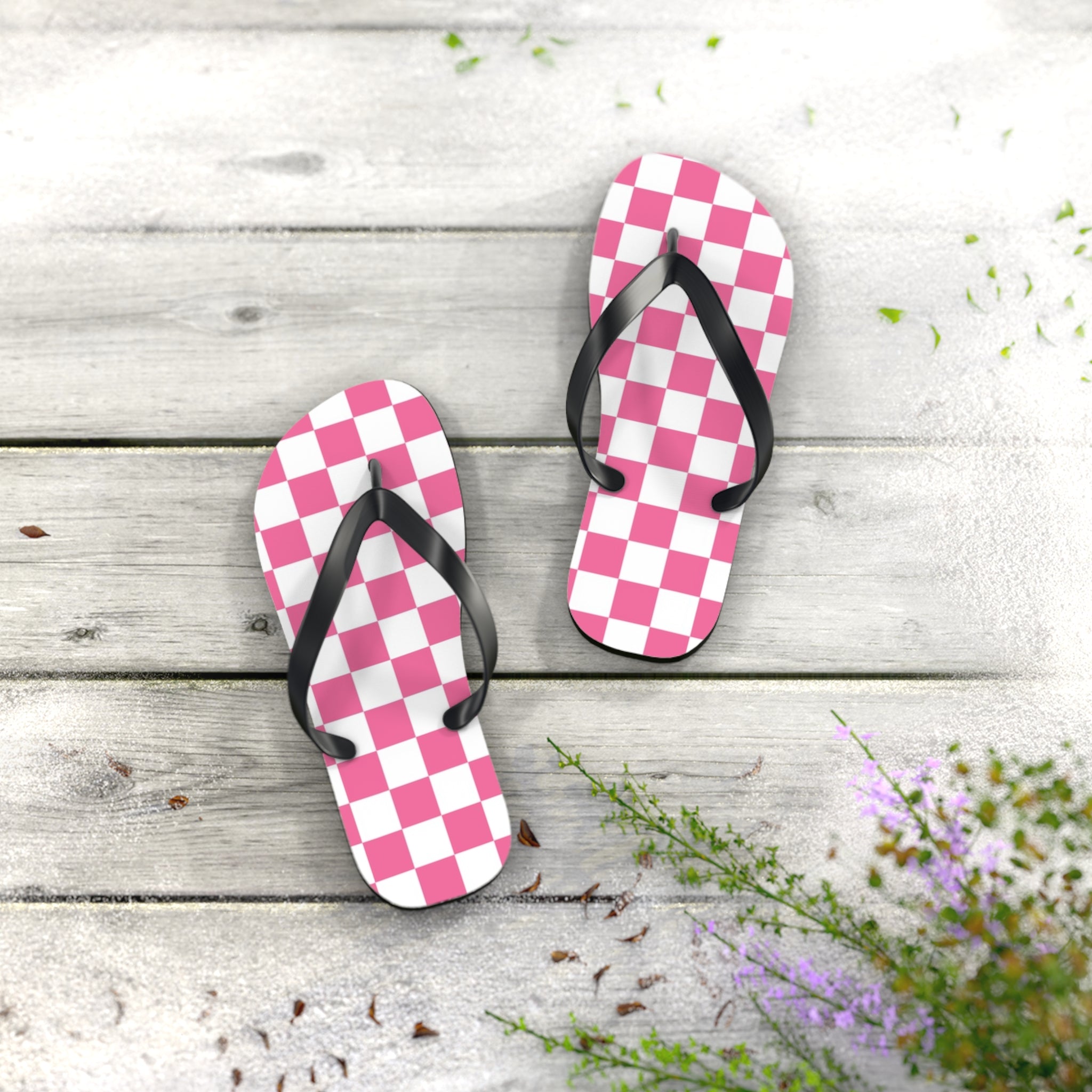 Yuyushiki Pink Check Flip Flops, Artsulli - Art is Long, Life is Short, Shoes, , , , , , , 