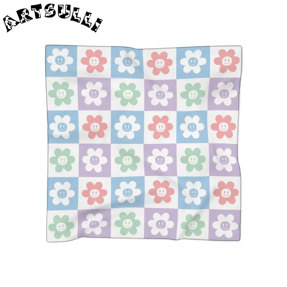 JAKKOUTTHEBXX Checkered Pastel Flower Scarf 2025