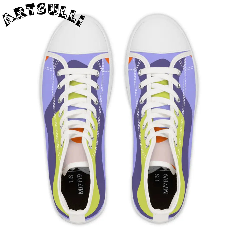 JAKKOUTTHEBXX Waves Blue and Yellow Women’s High Top Sneakers