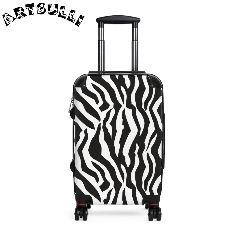 JAKKOUTTHEBXX Black and White Zebra Print Spinner Suitcase