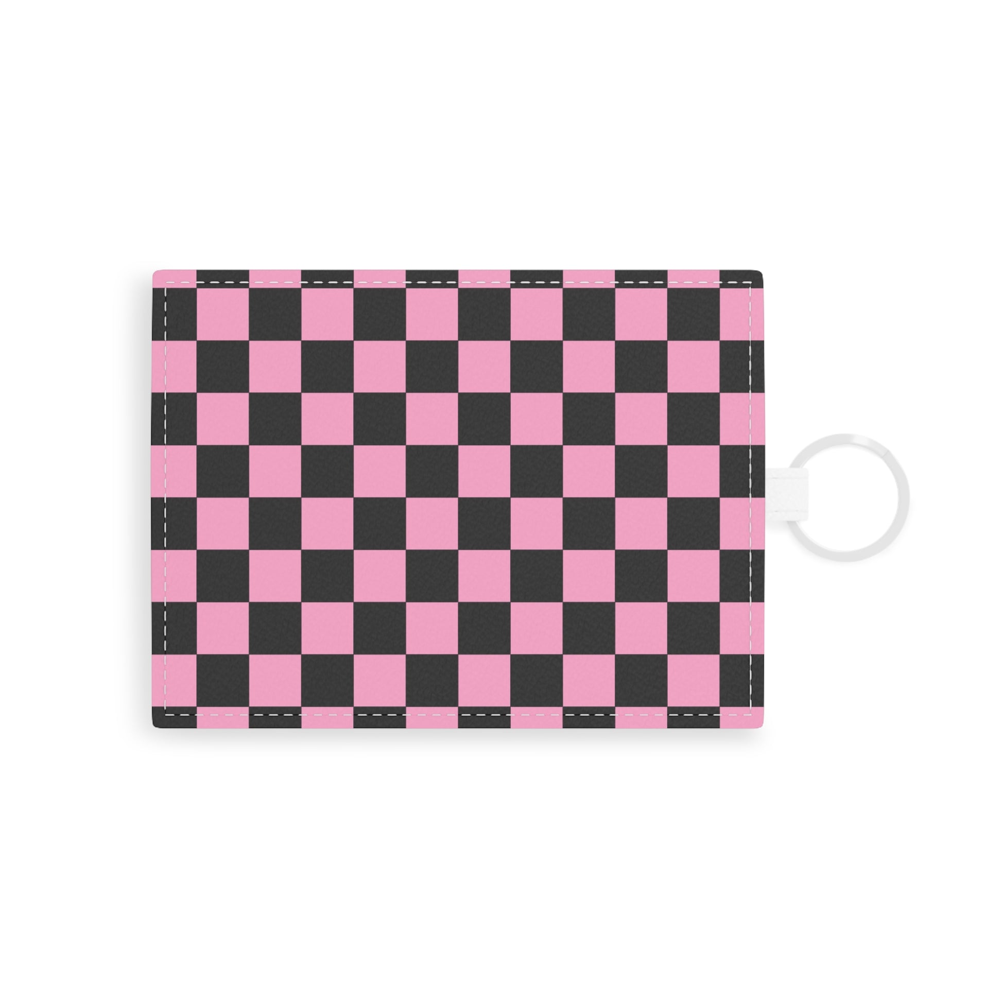 Checkerboard Black and Pink Saffiano Leather Card Holder, Artsulli - Art is Long, Life is Short, Accessories, Size, One size, Color, White, , , 79563492222748615719
