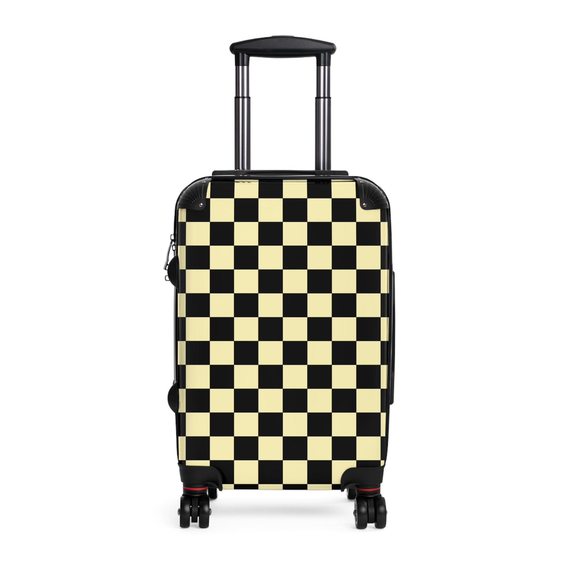 Checkerboard Black and Yellow Suitcase, Artsulli - Art is Long, Life is Short, Bags, Size, Small, Color, Black, , , 32811514518316895949