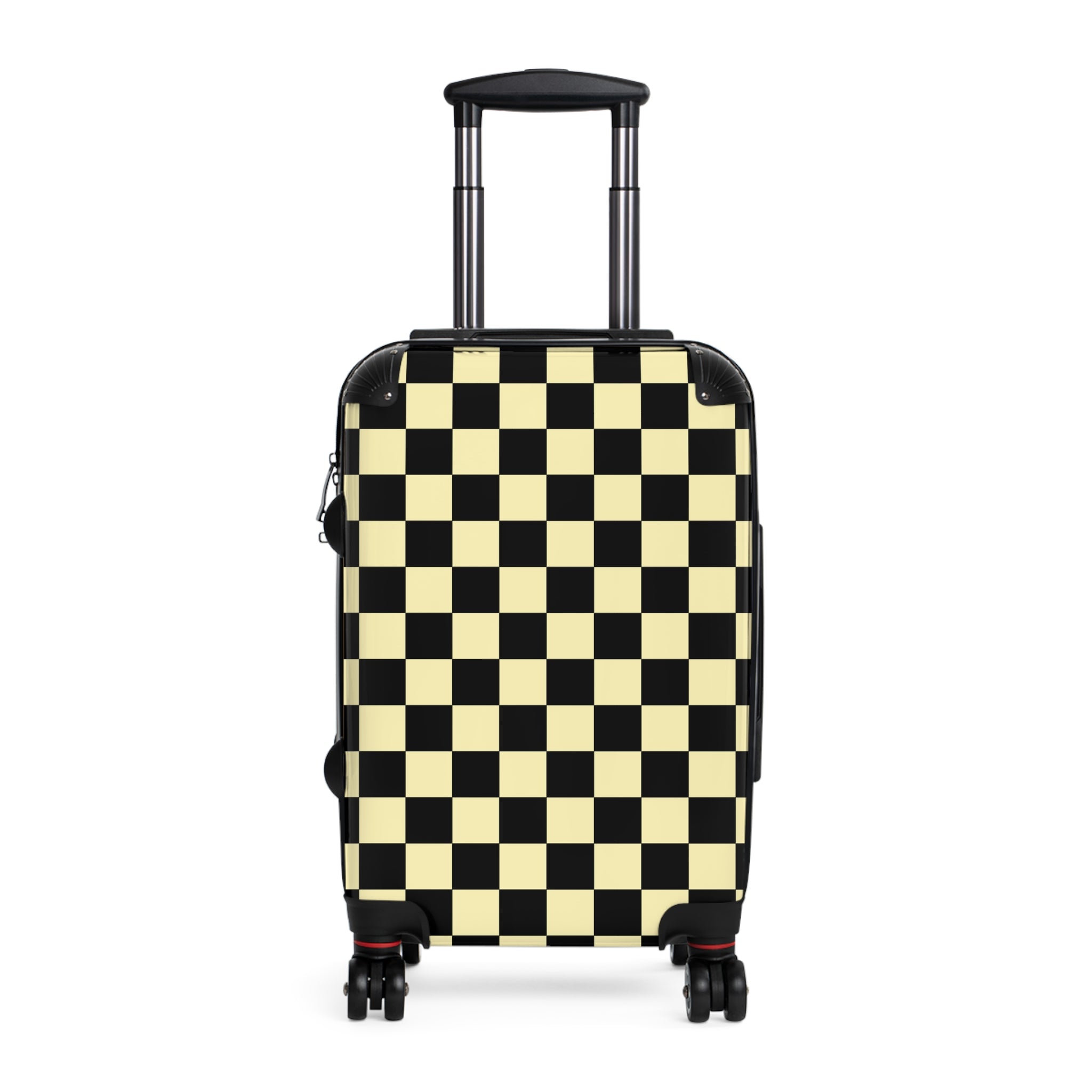 Checkerboard Black and Yellow Suitcase, Artsulli - Art is Long, Life is Short, Bags, Size, Small, Color, Black, , , 32811514518316895949