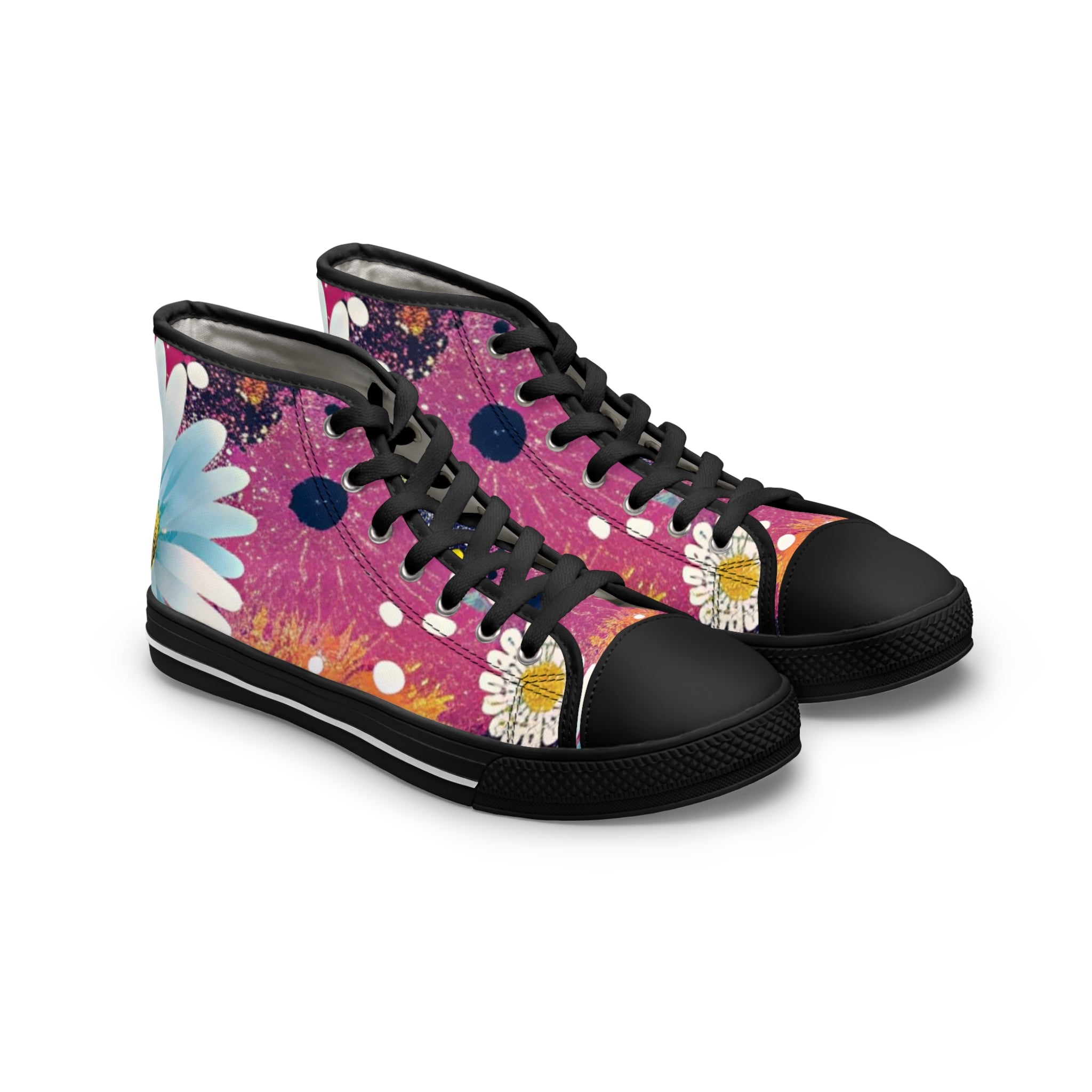 Magical Flower Explosion IV  Multi-Color Women's High Top Sneakers, Artsulli - Art is Long, Life is Short, Shoes, Size, US 5.5, Color, Black sole, , , 16651208479078