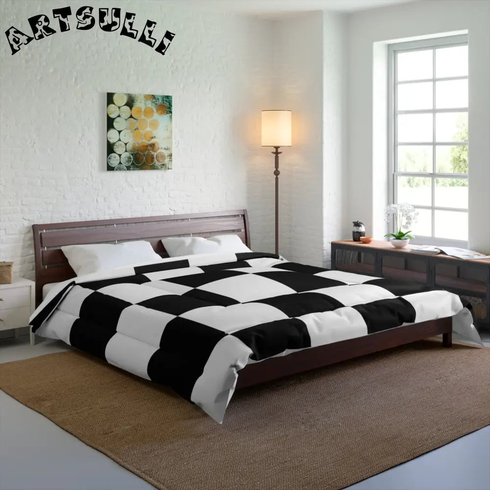 JAKKOUTTHEBXX Checkerboard Black and White Comforter JAKKOUTTHEBXX