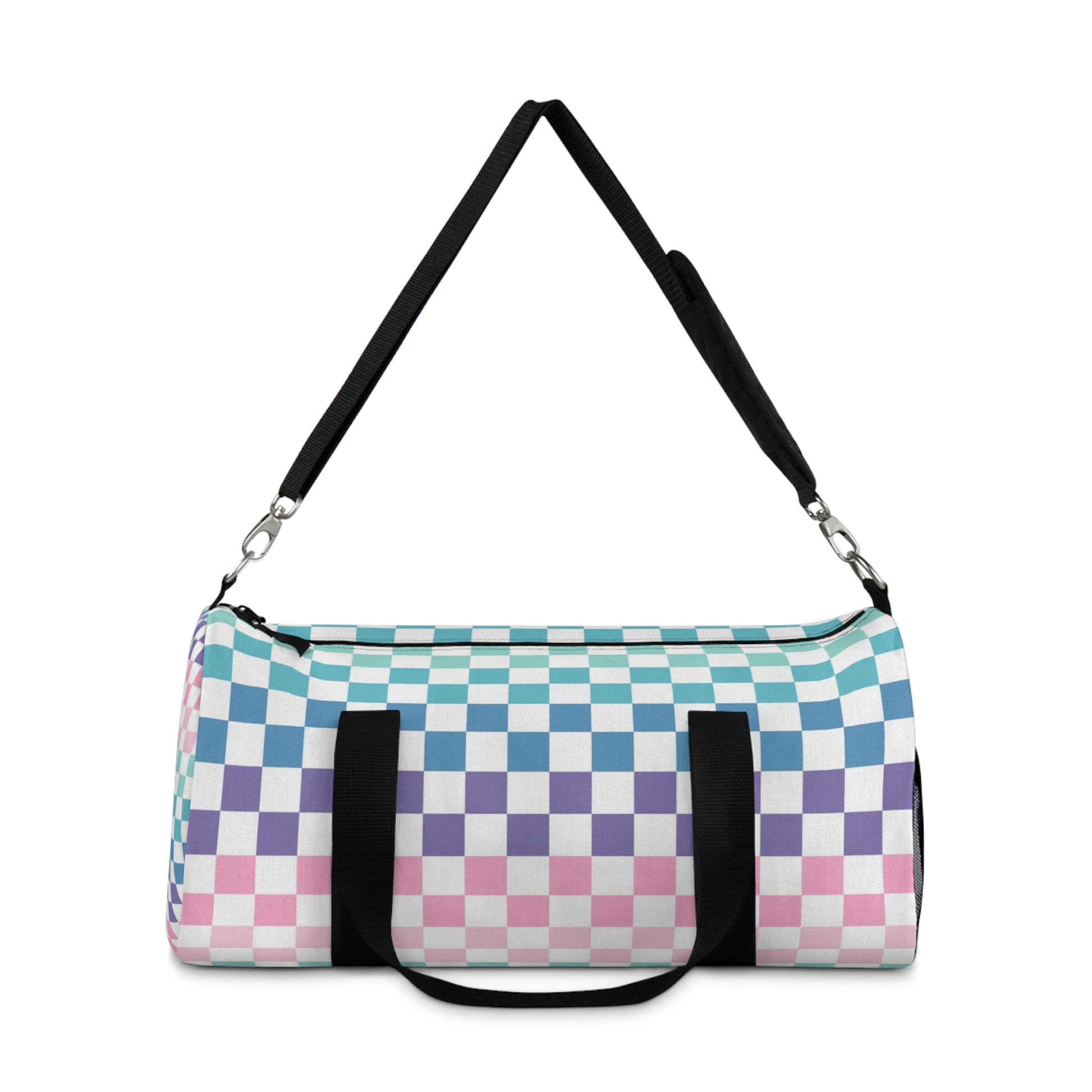 Vaporwave Rainbow  Checkerboard Multi-Color Duffel Bag, Artsulli - Art is Long, Life is Short, Bags, , , , , , , 