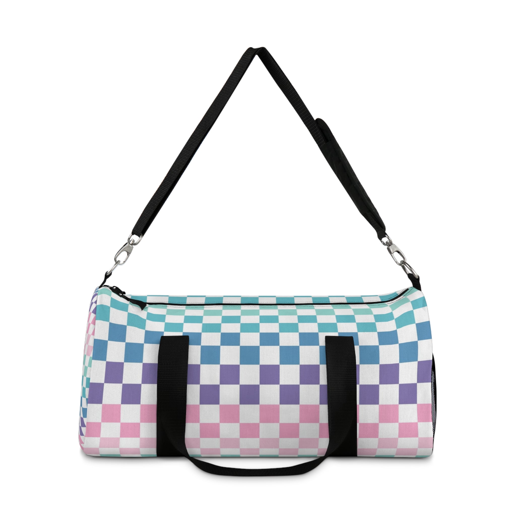 Vaporwave Rainbow  Checkerboard Multi-Color Duffel Bag, Artsulli - Art is Long, Life is Short, Bags, , , , , , , 