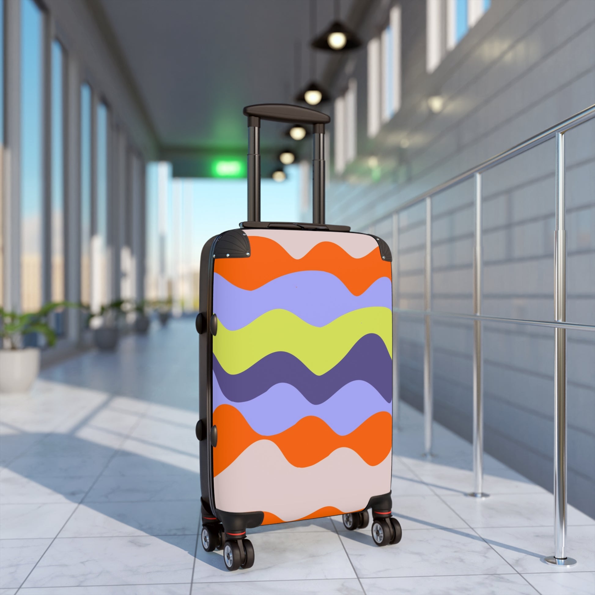 Waves Red and Blue Suitcase, Artsulli - Art is Long, Life is Short, Bags, , , , , , , 