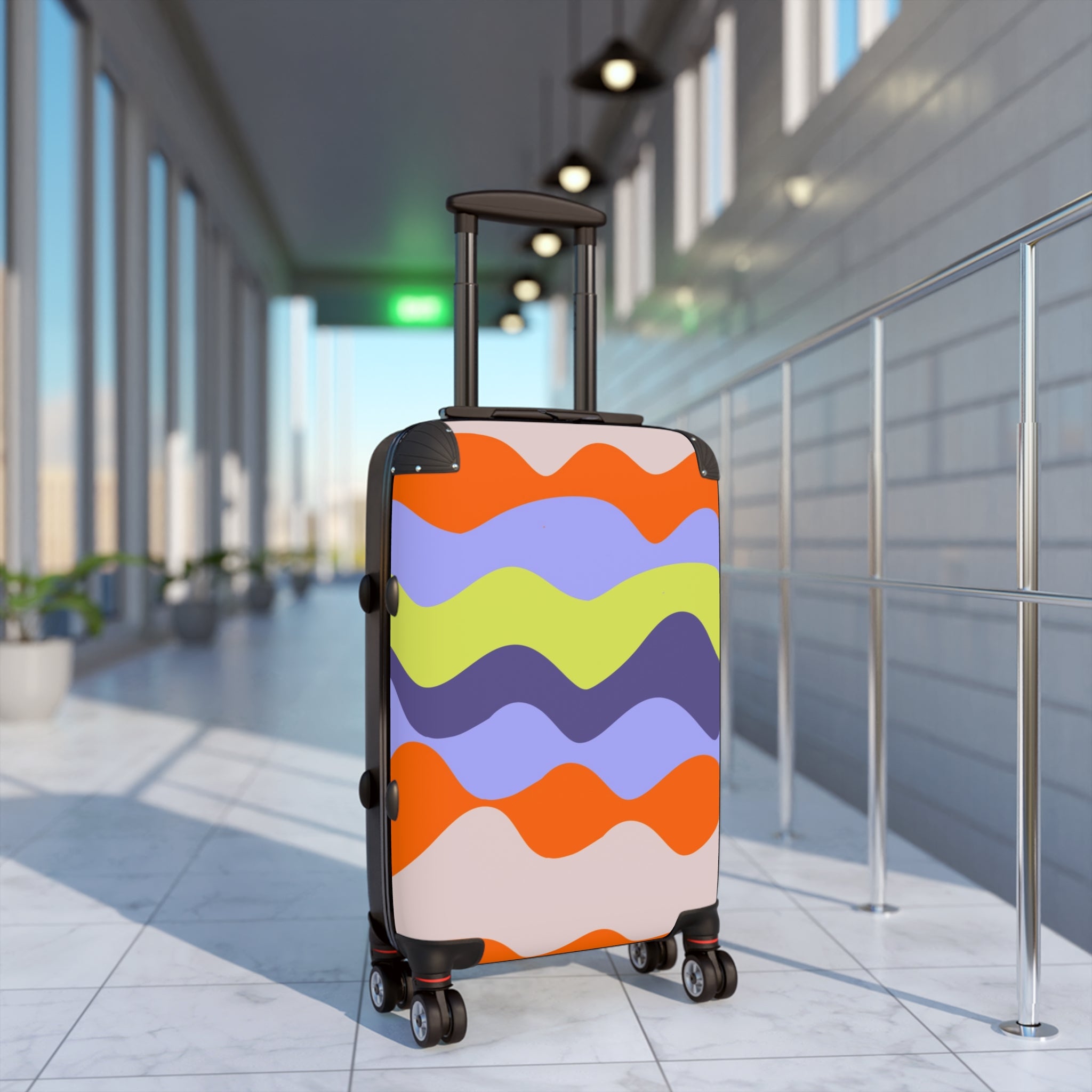 Waves Red and Blue Suitcase, Artsulli - Art is Long, Life is Short, Bags, , , , , , , 