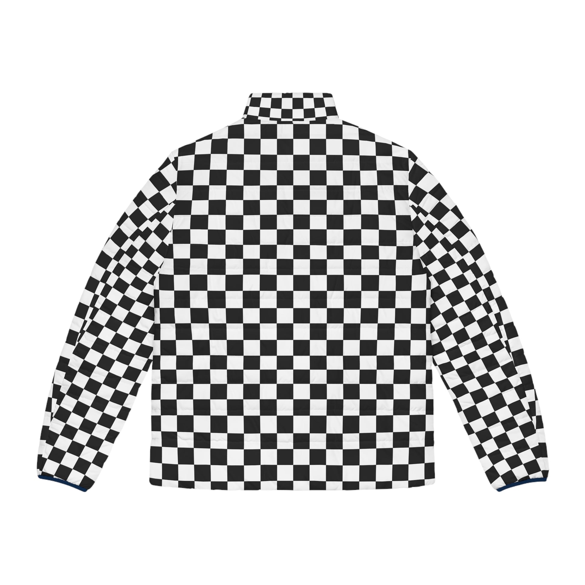 Checkerboard White and Black Men's Puffer Jacket (AOP), Artsulli - Art is Long, Life is Short, All Over Prints, , , , , , , 