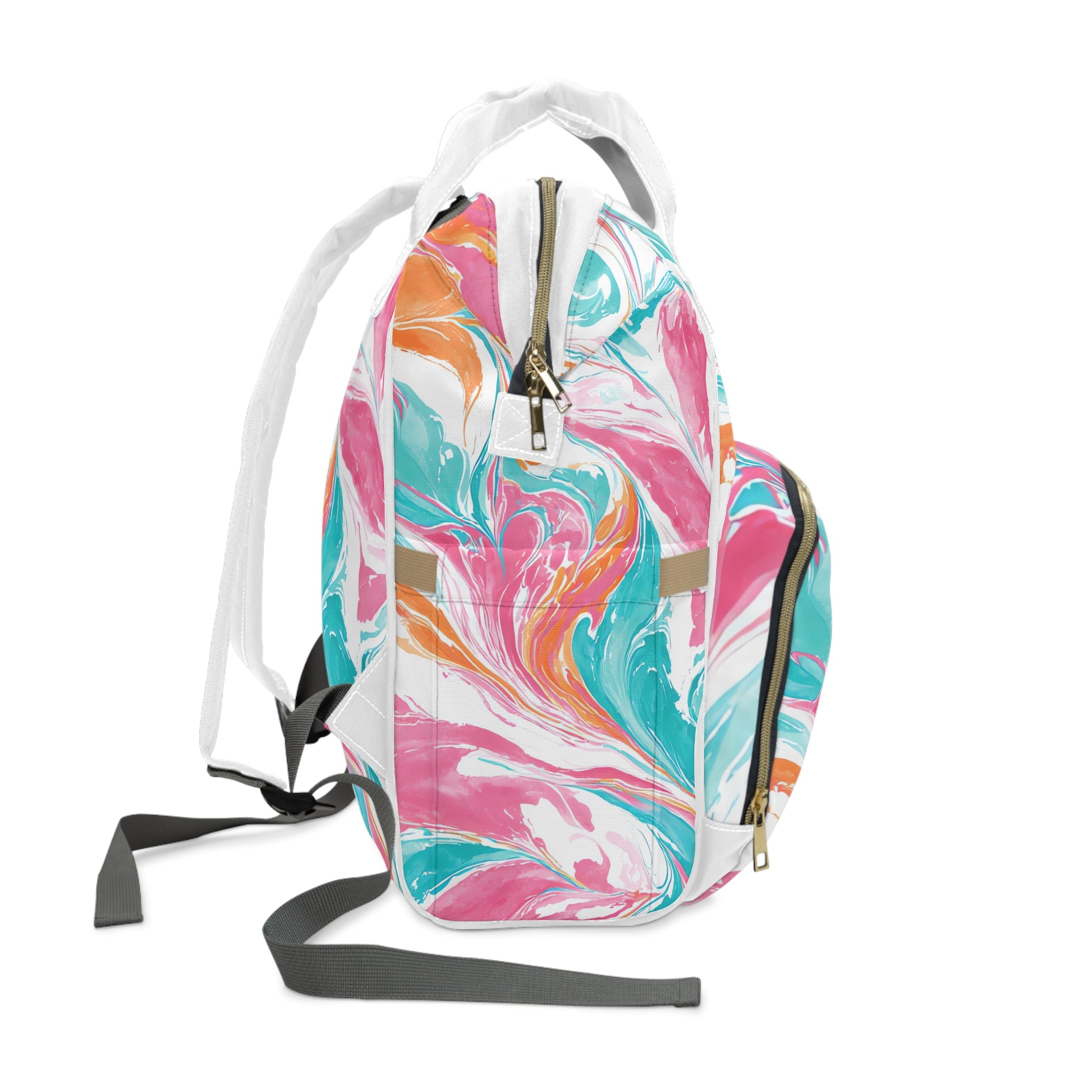 Liquid Pastel Spill Multi-Color Multifunctional Diaper Backpack, Artsulli - Art is Long, Life is Short, Bags, , , , , , , 