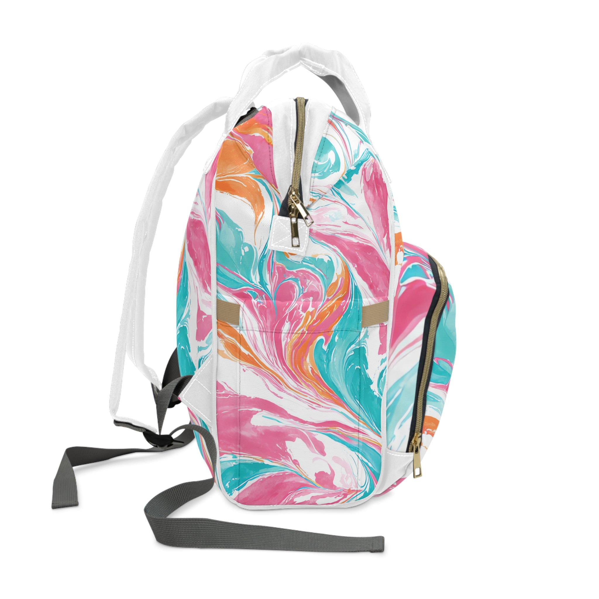 Liquid Pastel Spill Multi-Color Multifunctional Diaper Backpack, Artsulli - Art is Long, Life is Short, Bags, , , , , , , 