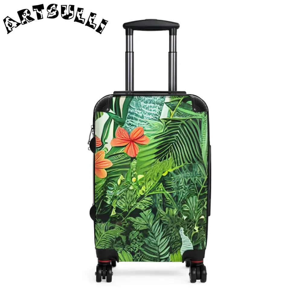 JAKKOUTTHEBXX Tropical Leaf Flower Carry On Luggage with Adjustable
