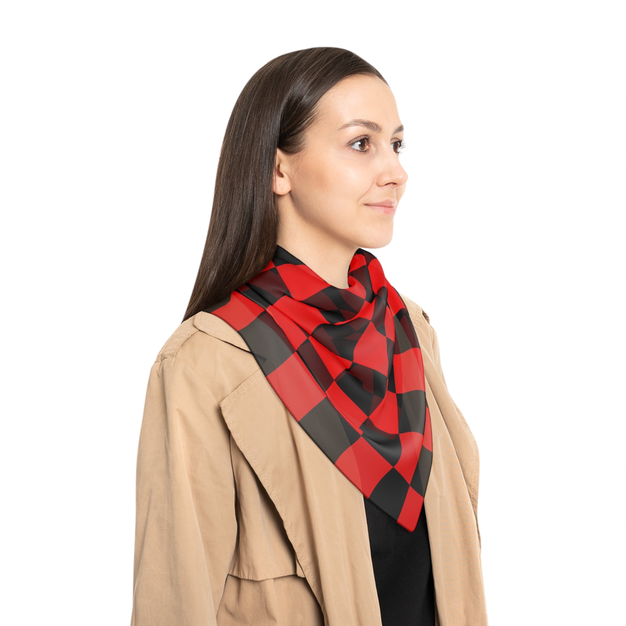 Checkerboard Red and Black Poly Scarf, Artsulli - Art is Long, Life is Short, Accessories, , , , , , , 