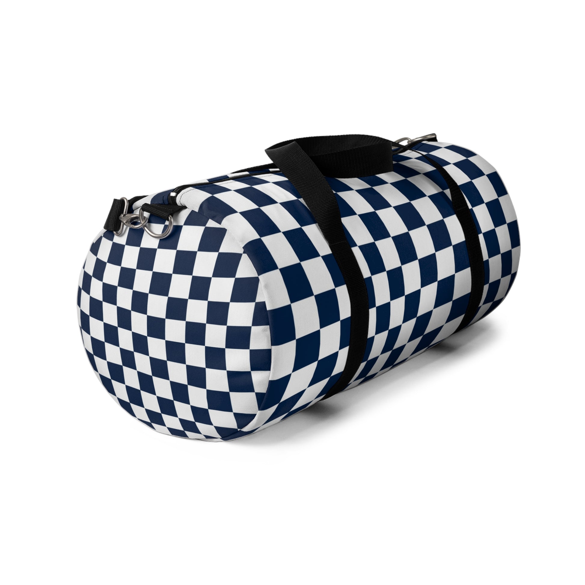 Checkerboard II White and Navy Blue Duffel Bag, Artsulli - Art is Long, Life is Short, Bags, , , , , , , 