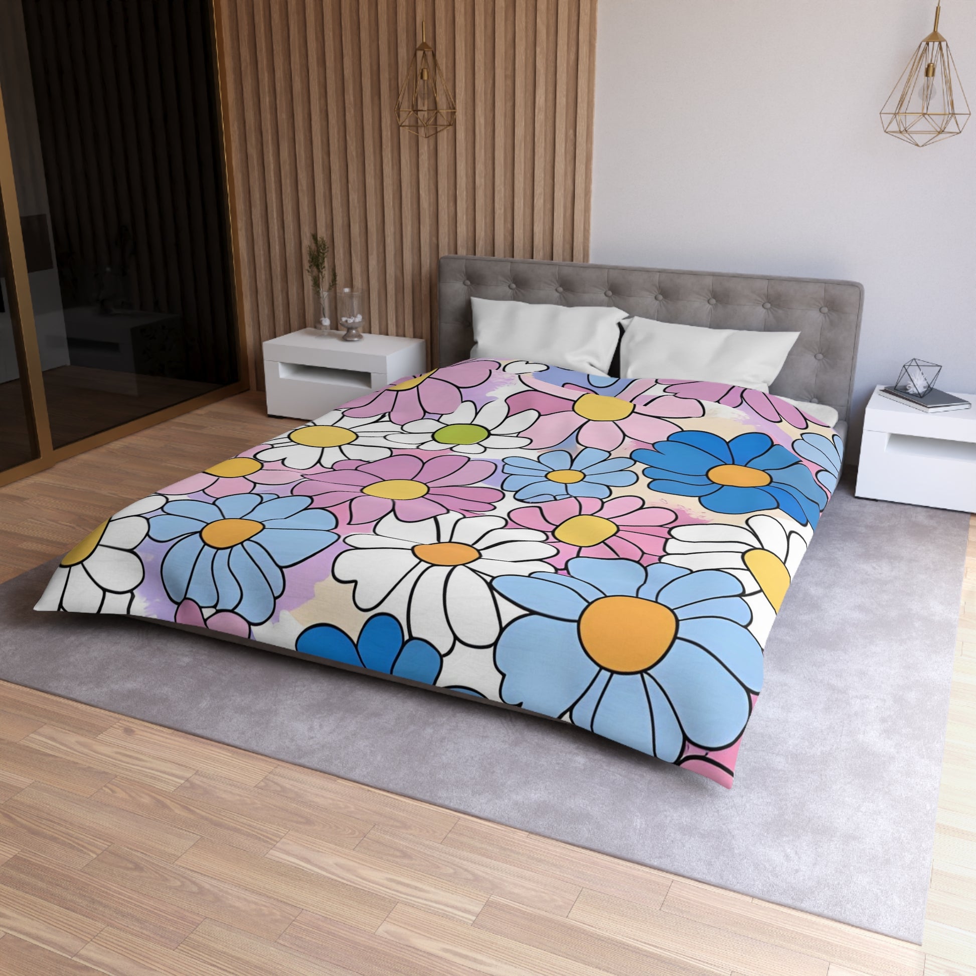 Flower Hour Purple and Blue Microfiber Duvet Cover, Artsulli - Art is Long, Life is Short, Home Decor, , , , , , , 