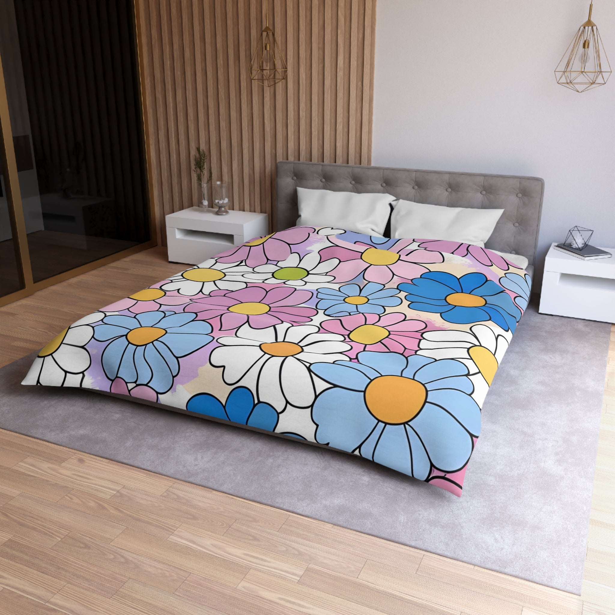 Flower Hour Purple and Blue Microfiber Duvet Cover, Artsulli - Art is Long, Life is Short, Home Decor, , , , , , , 