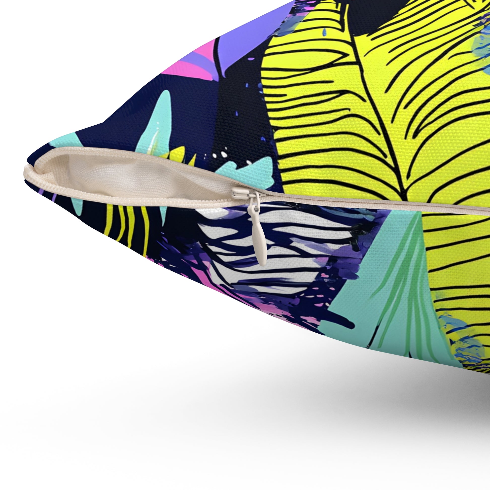 Dark Neon Rainforest Spun Polyester Square Pillow, Artsulli - Art is Long, Life is Short, Home Decor, , , , , , , 
