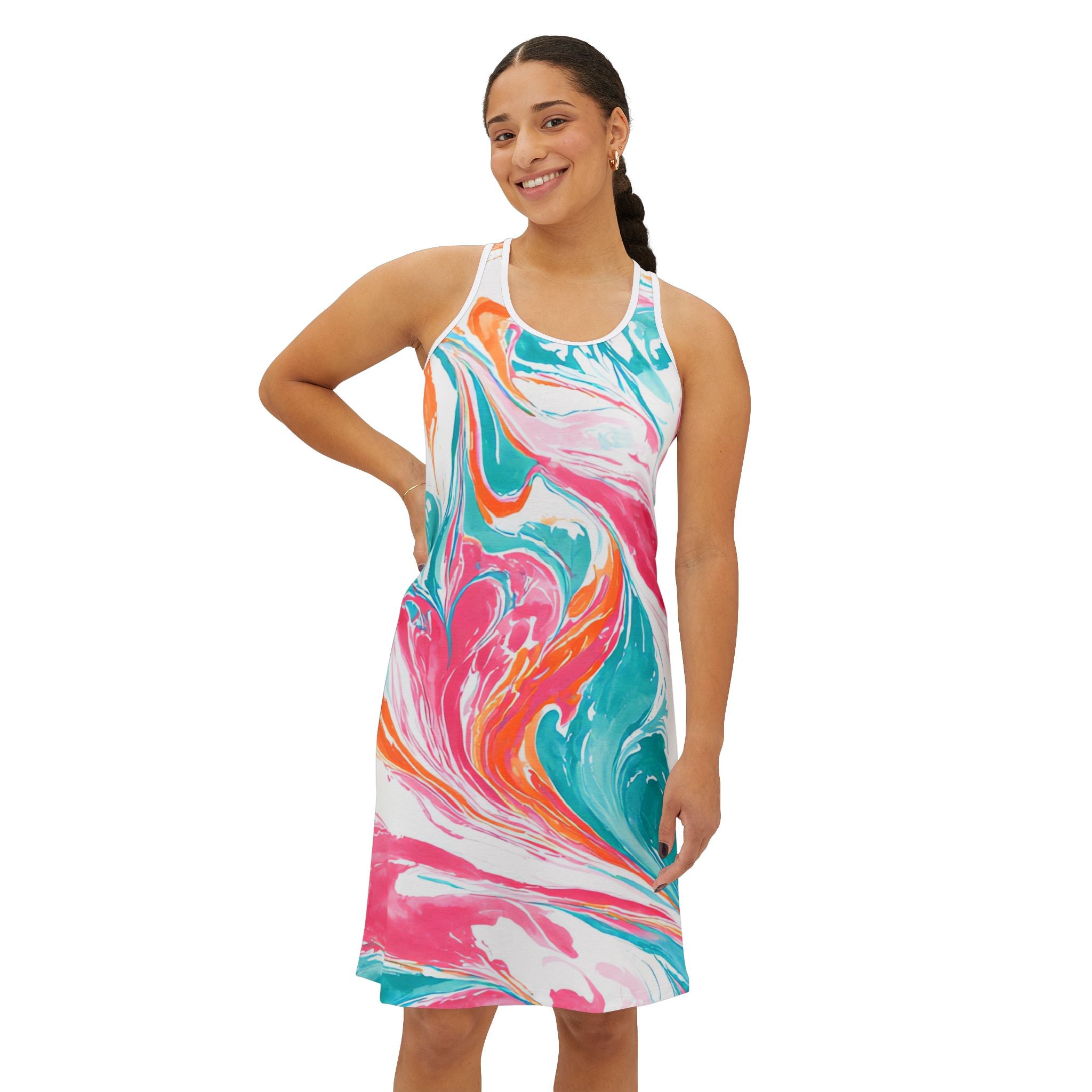 Liquid Pastel Spill Multi-Color Women's Racerback Dress (AOP), Artsulli - Art is Long, Life is Short, Tank Top, , , , , , , 