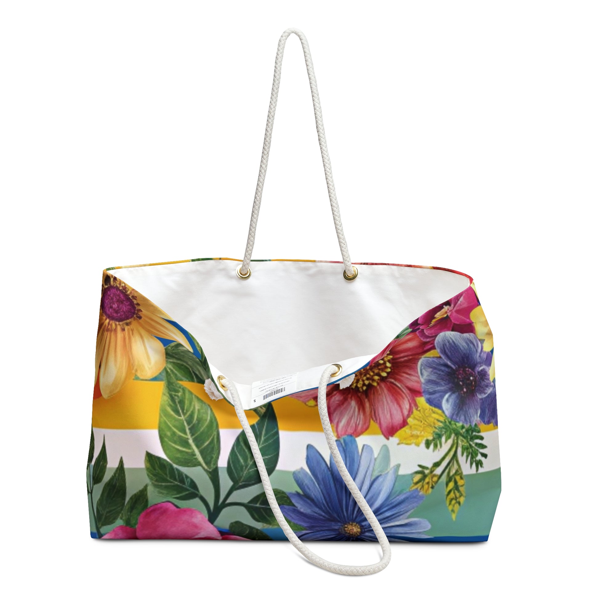 Floral Stripe 4K Weekender Bag, Artsulli - Art is Long, Life is Short, Bags, , , , , , , 