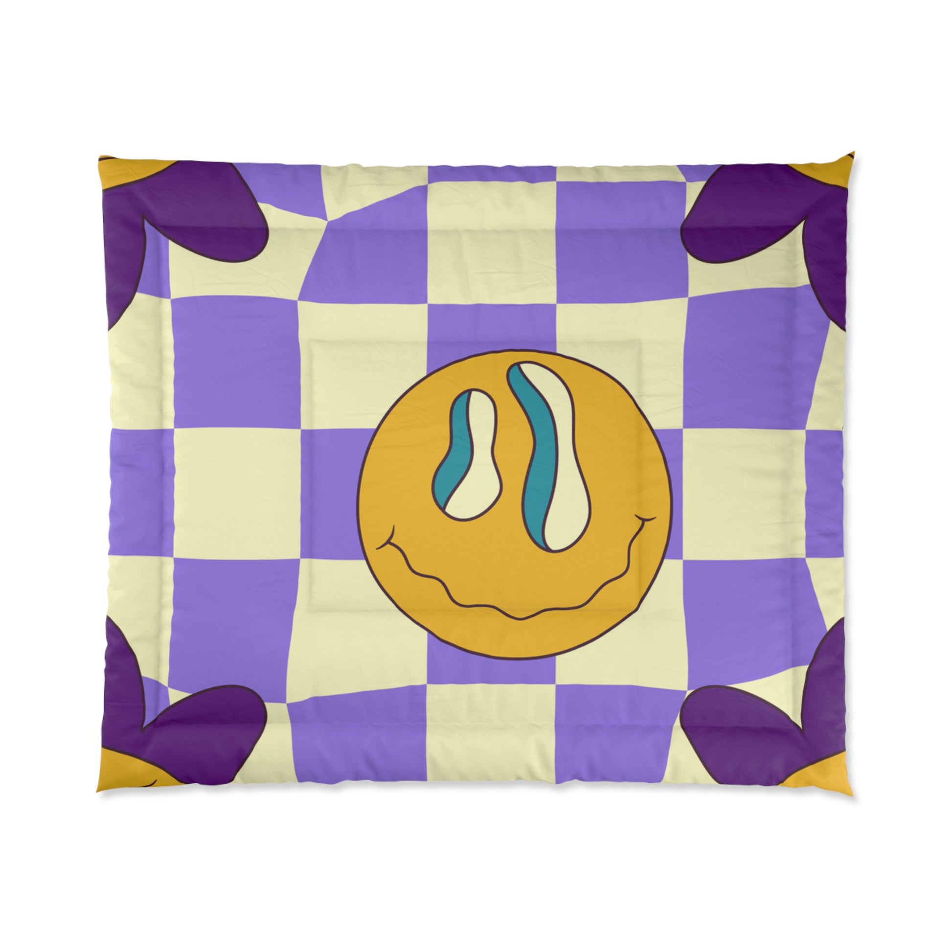 Trippy Flower Power Motifs Comforter, Artsulli - Art is Long, Life is Short, Home Decor, Size, 104" × 88", , , , , 13579265582774
