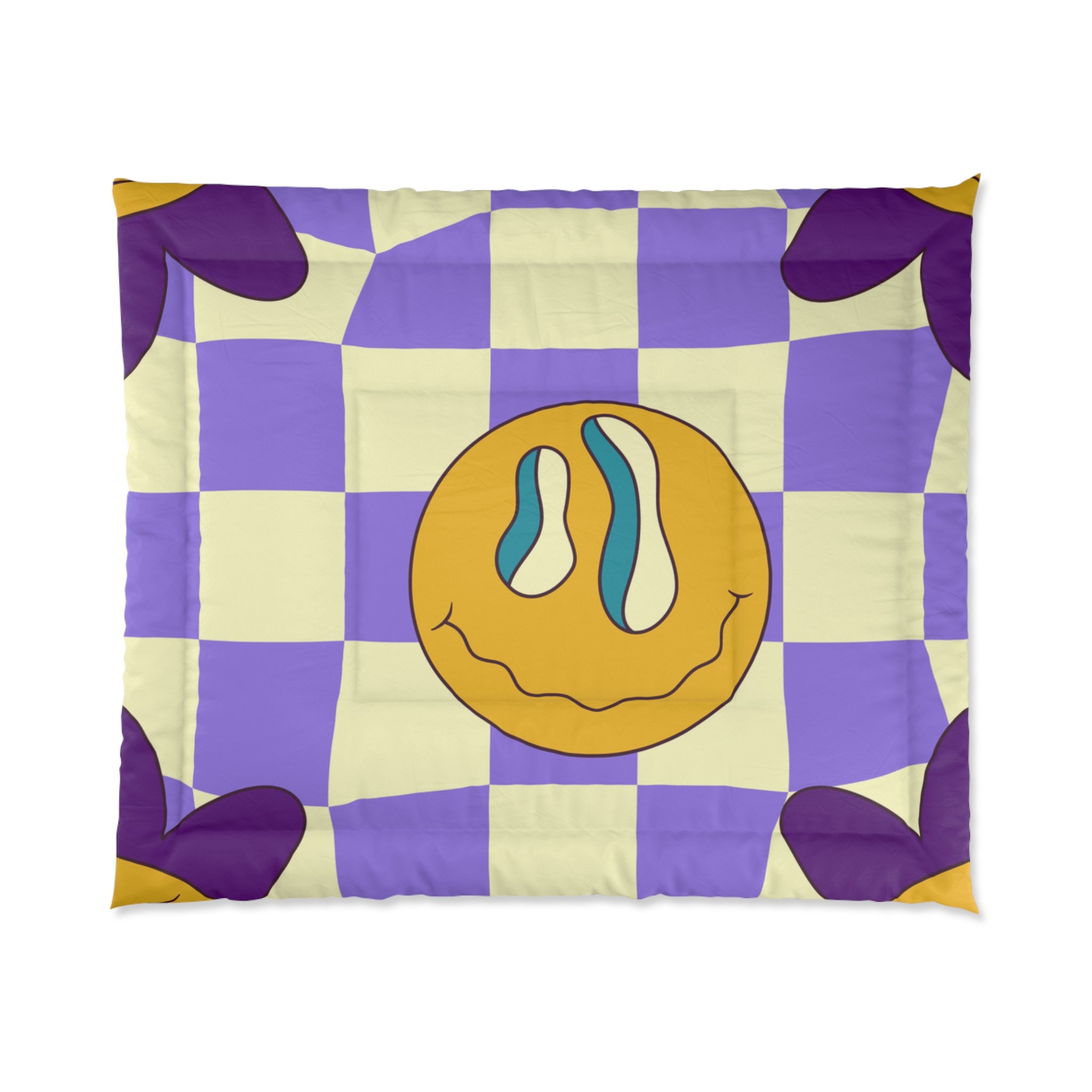 Trippy Flower Power Motifs Comforter, Artsulli - Art is Long, Life is Short, Home Decor, Size, 104" × 88", , , , , 13579265582774