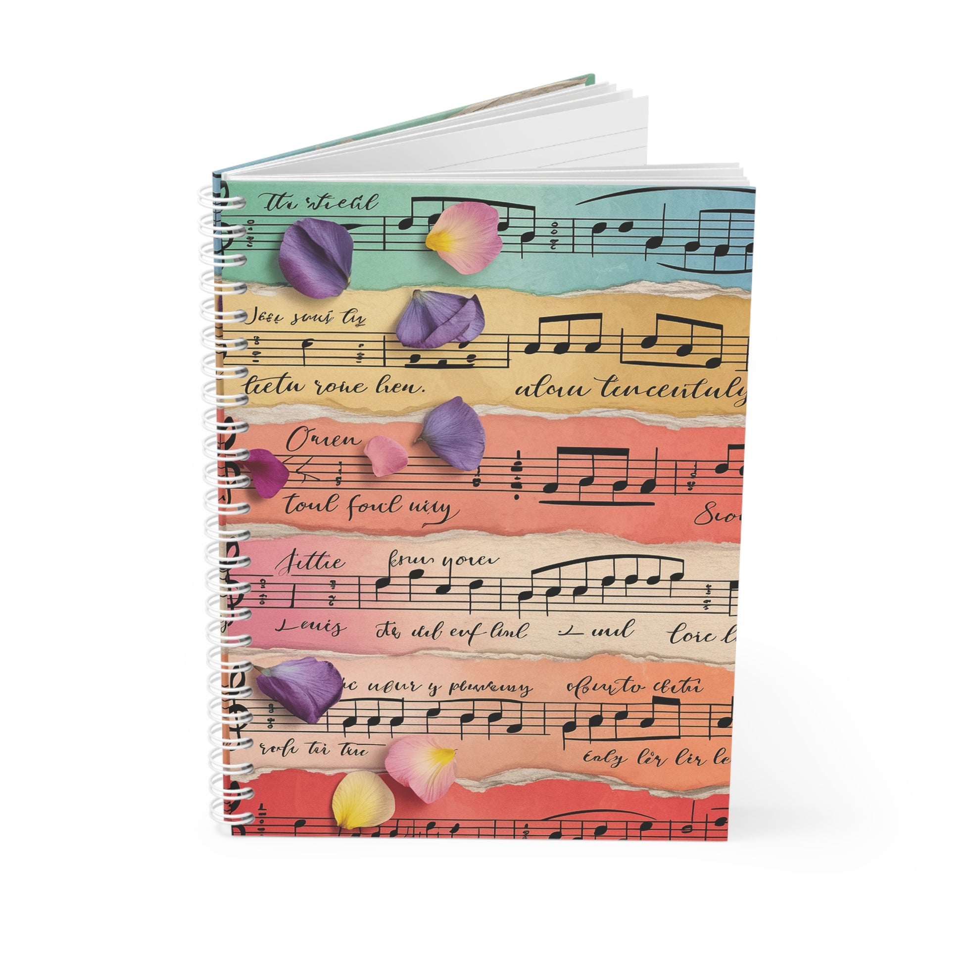 Torn Type Beat Sheet Music Multi-Color Spiral Notebook, Artsulli - Art is Long, Life is Short, Paper products, , , , , , , 