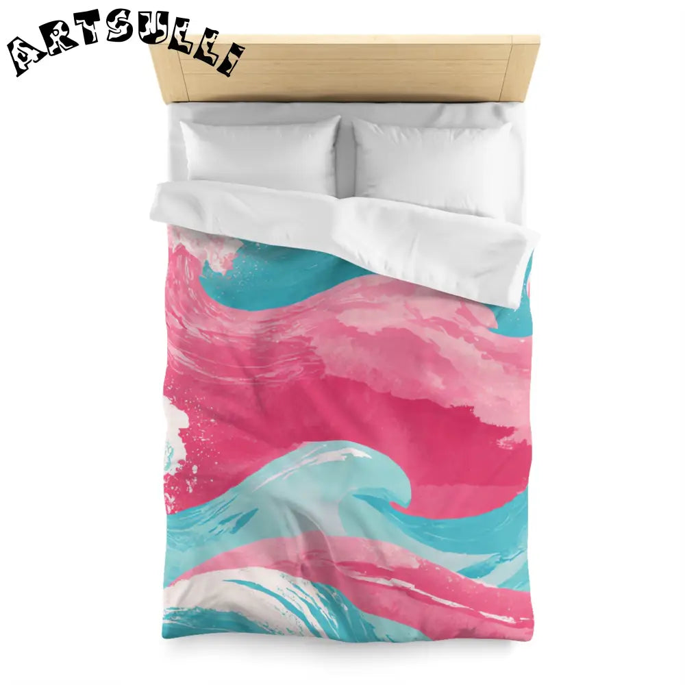 JAKKOUTTHEBXX The Great Pastelwave Pink and Blue Microfiber Duvet