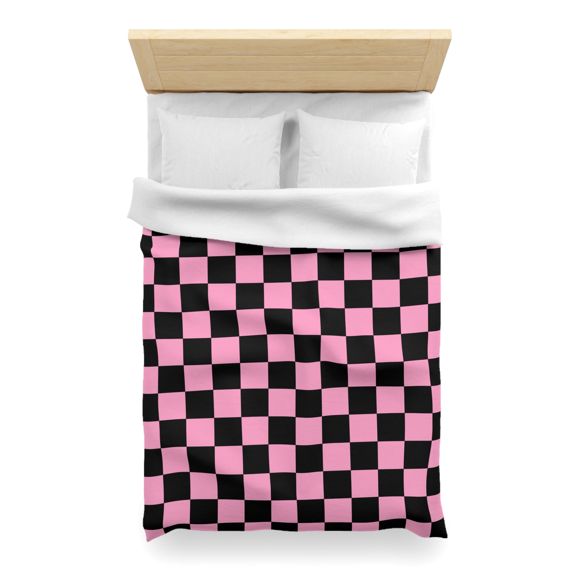 Checkerboard Black and Pink Microfiber Duvet Cover, Artsulli - Art is Long, Life is Short, Home Decor, , , , , , , 